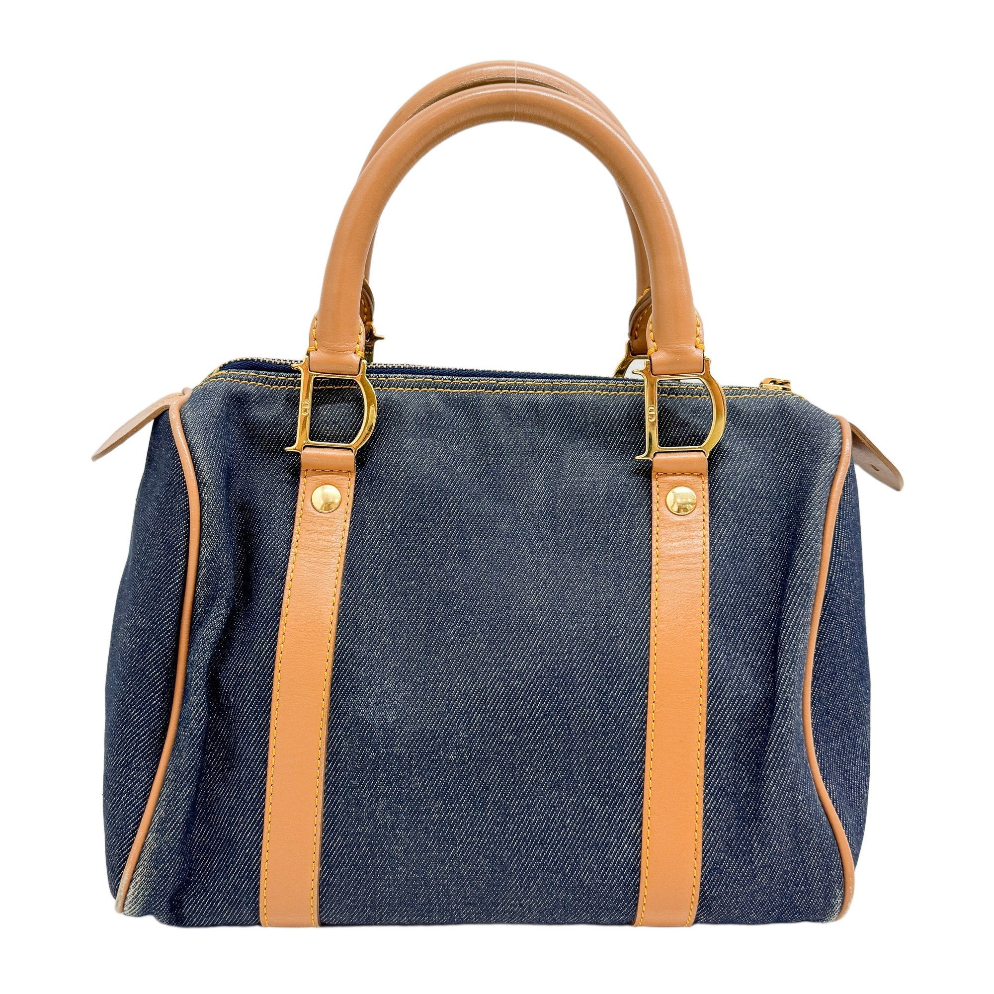 Mini Boston Navy Denim Hand Bag