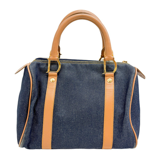 Mini Boston Navy Denim Hand Bag