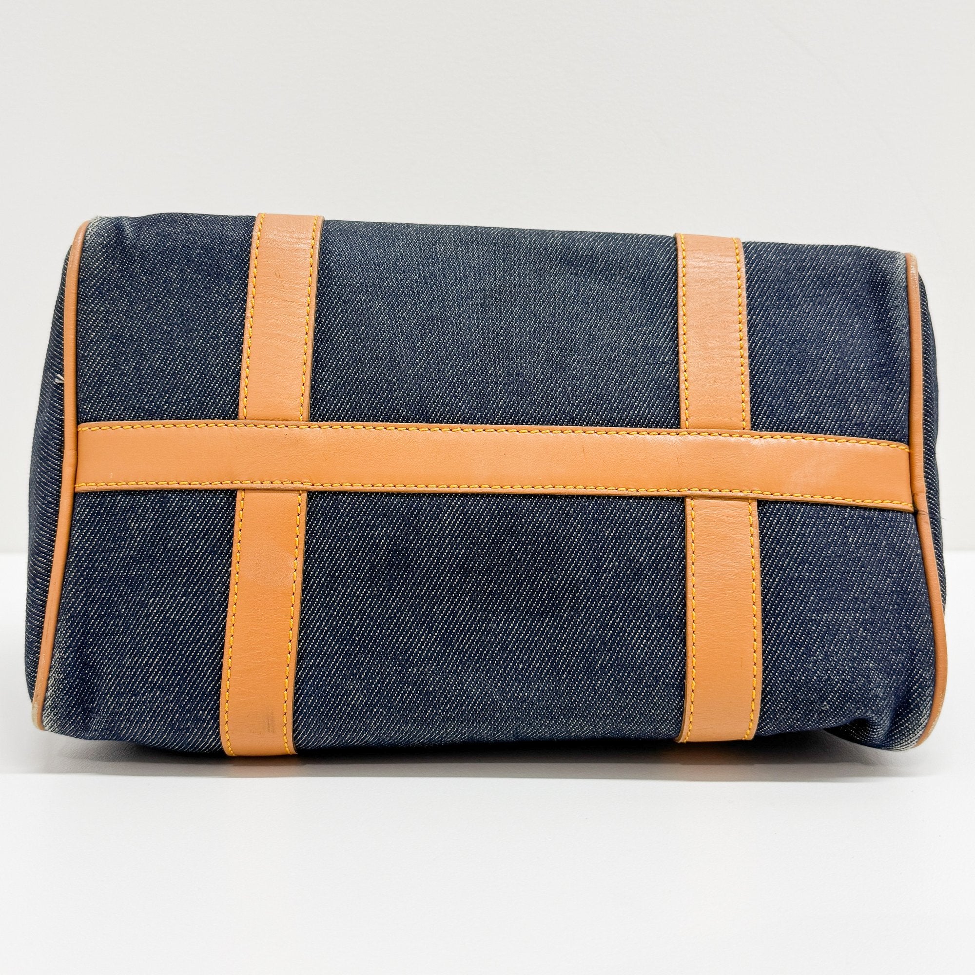 Mini Boston Navy Denim Hand Bag