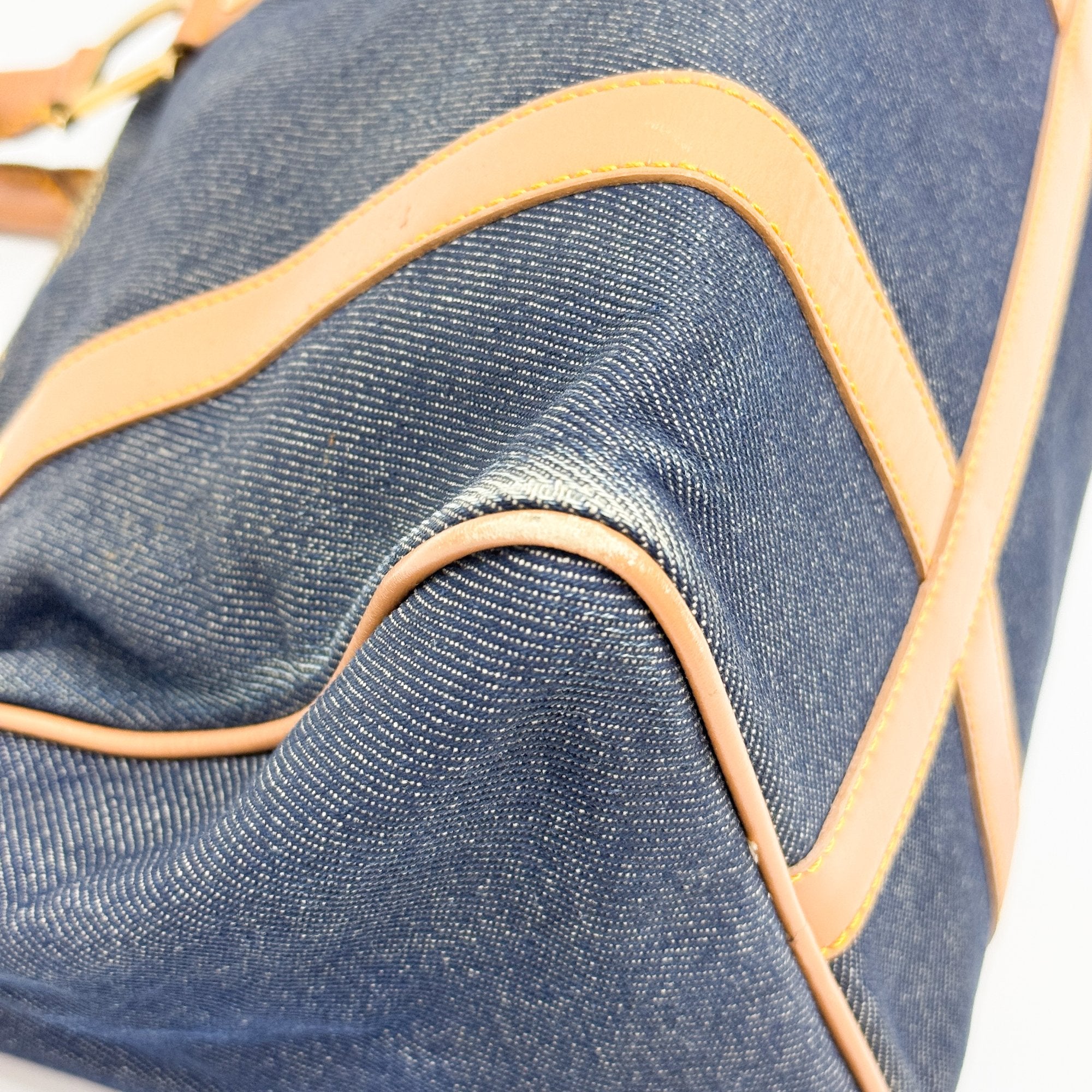 Mini Boston Navy Denim Hand Bag