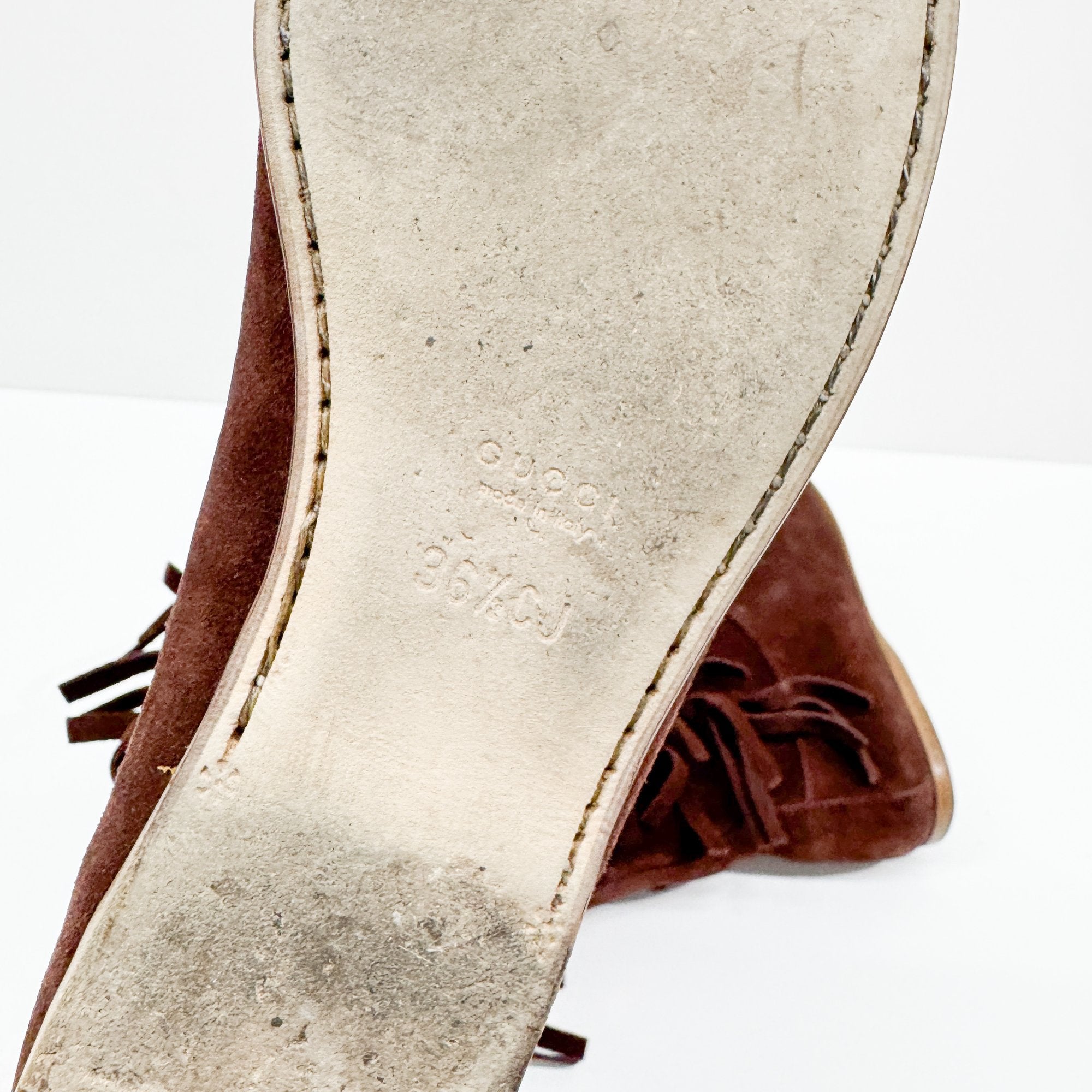 Size 36 1/2 EU Fringe Brown Suede Calf Length Boots