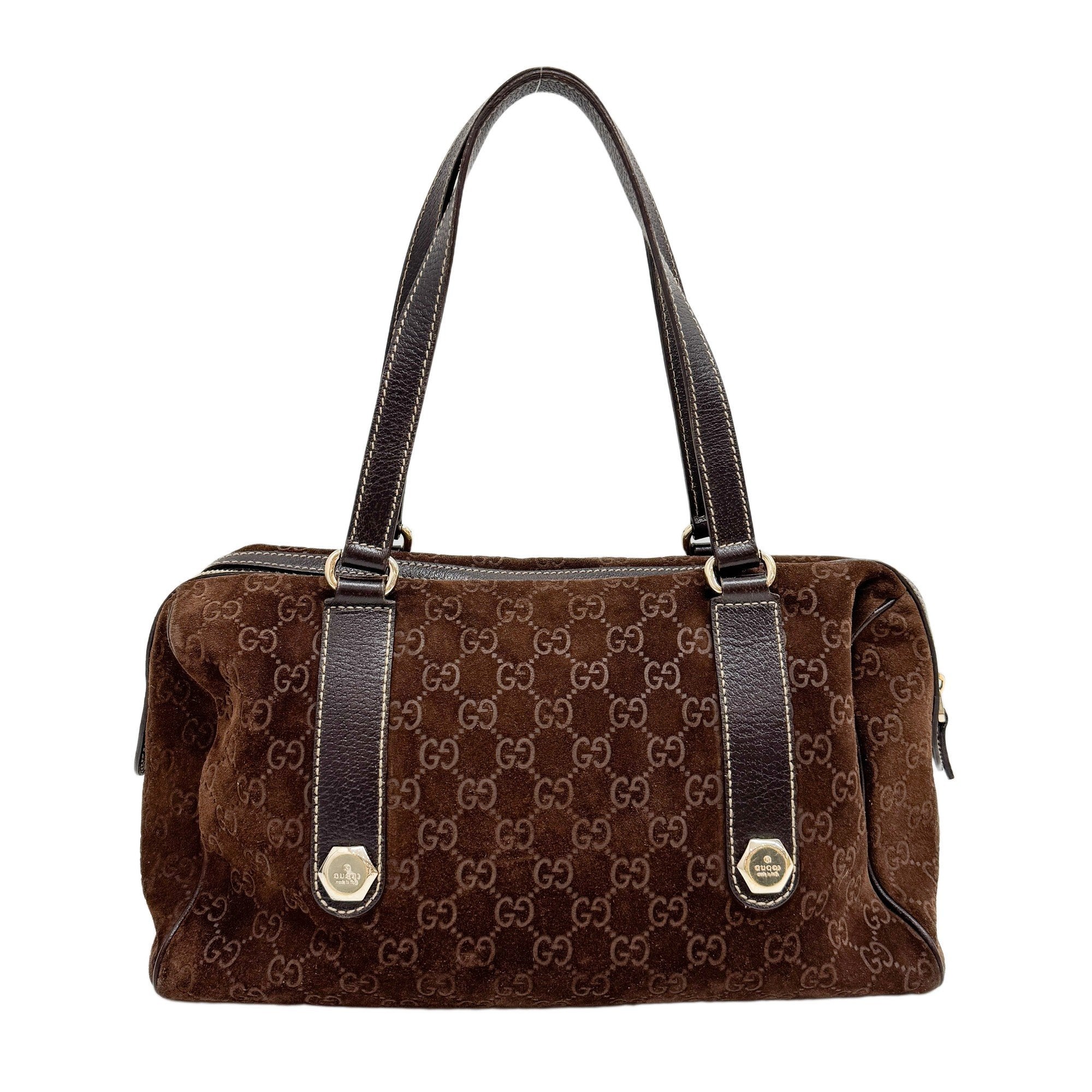 GG Brown Suede Shoulder Bag