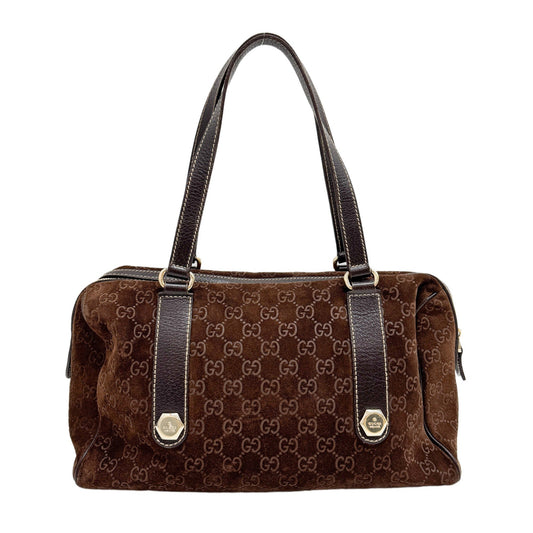 GG Brown Suede Shoulder Bag