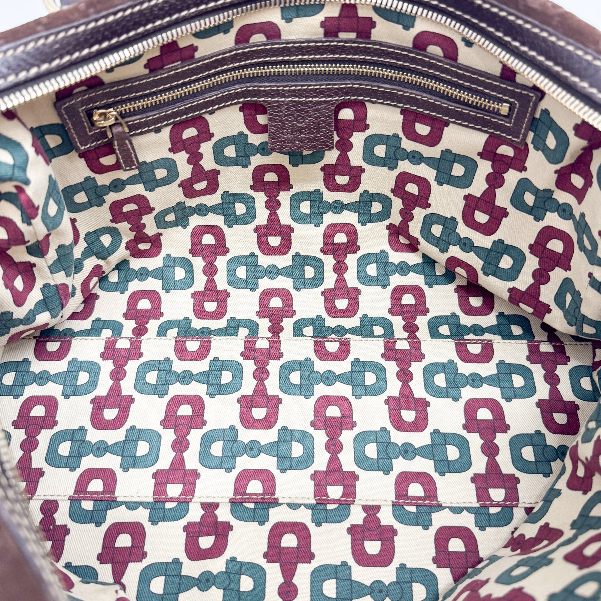 GG Brown Suede Shoulder Bag