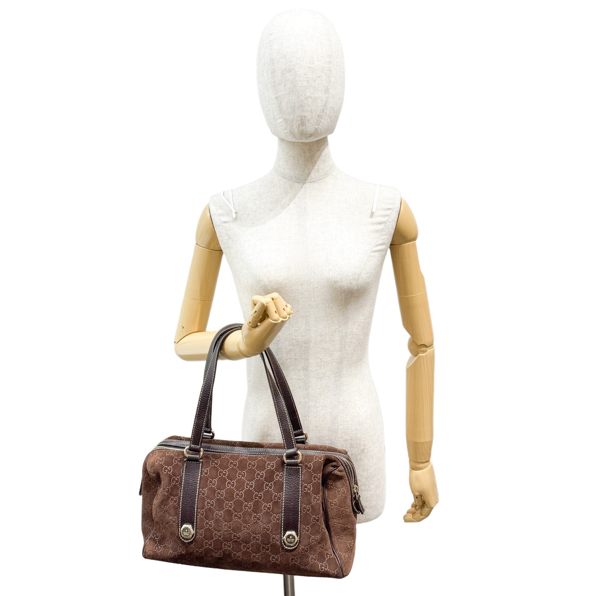 GG Brown Suede Shoulder Bag