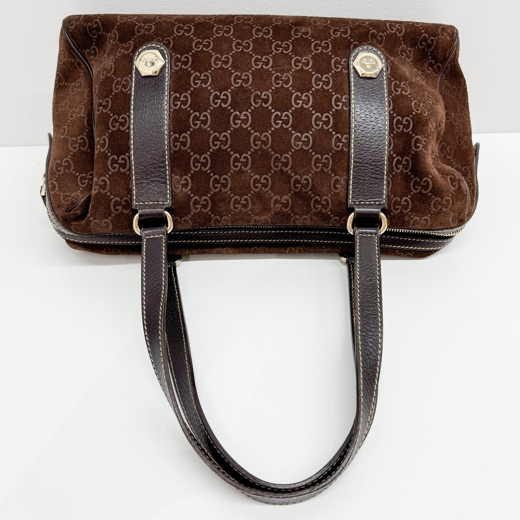 GG Brown Suede Shoulder Bag