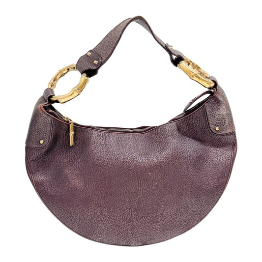 Burgundy Metall Leather Shoulder Bag