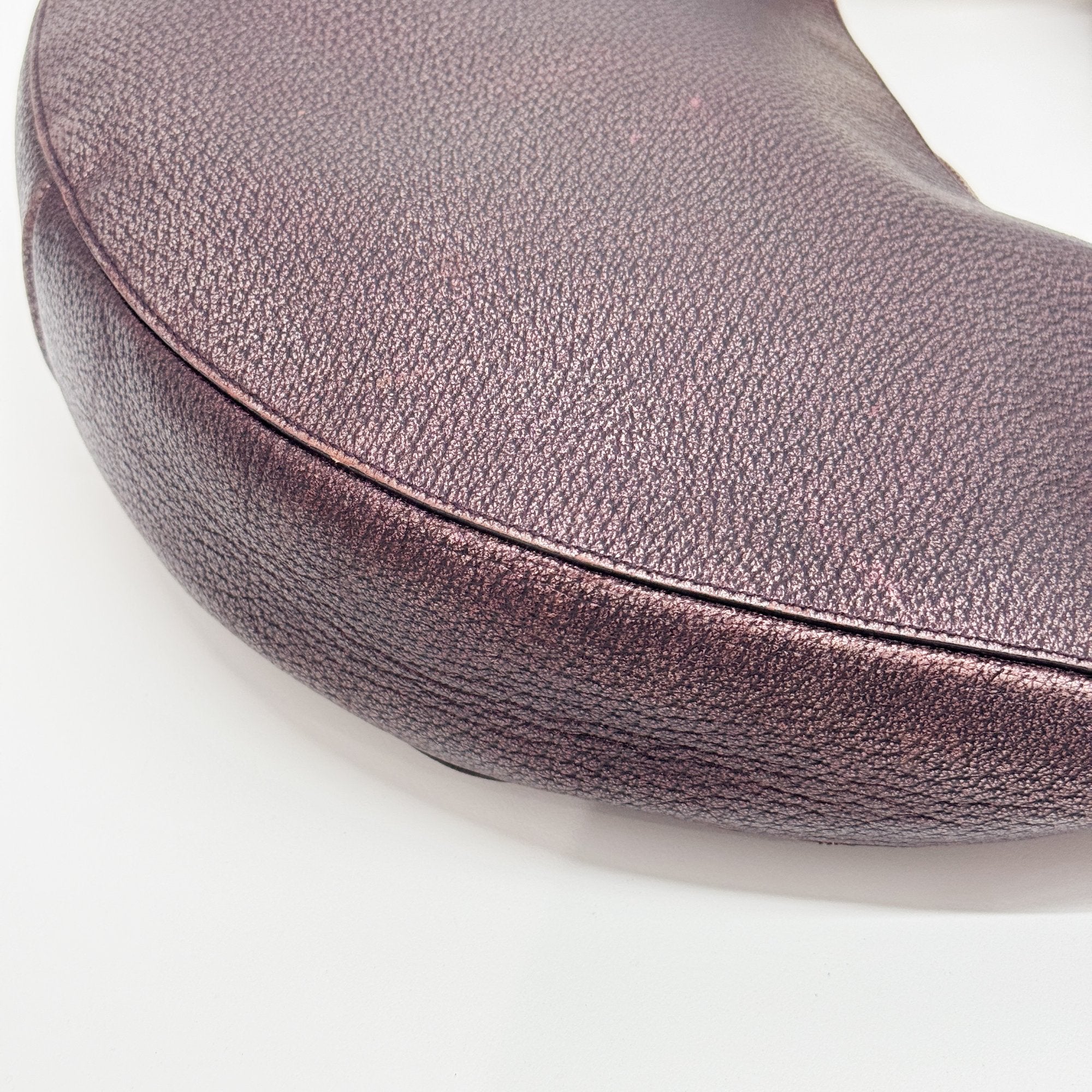 Burgundy Metall Leather Shoulder Bag