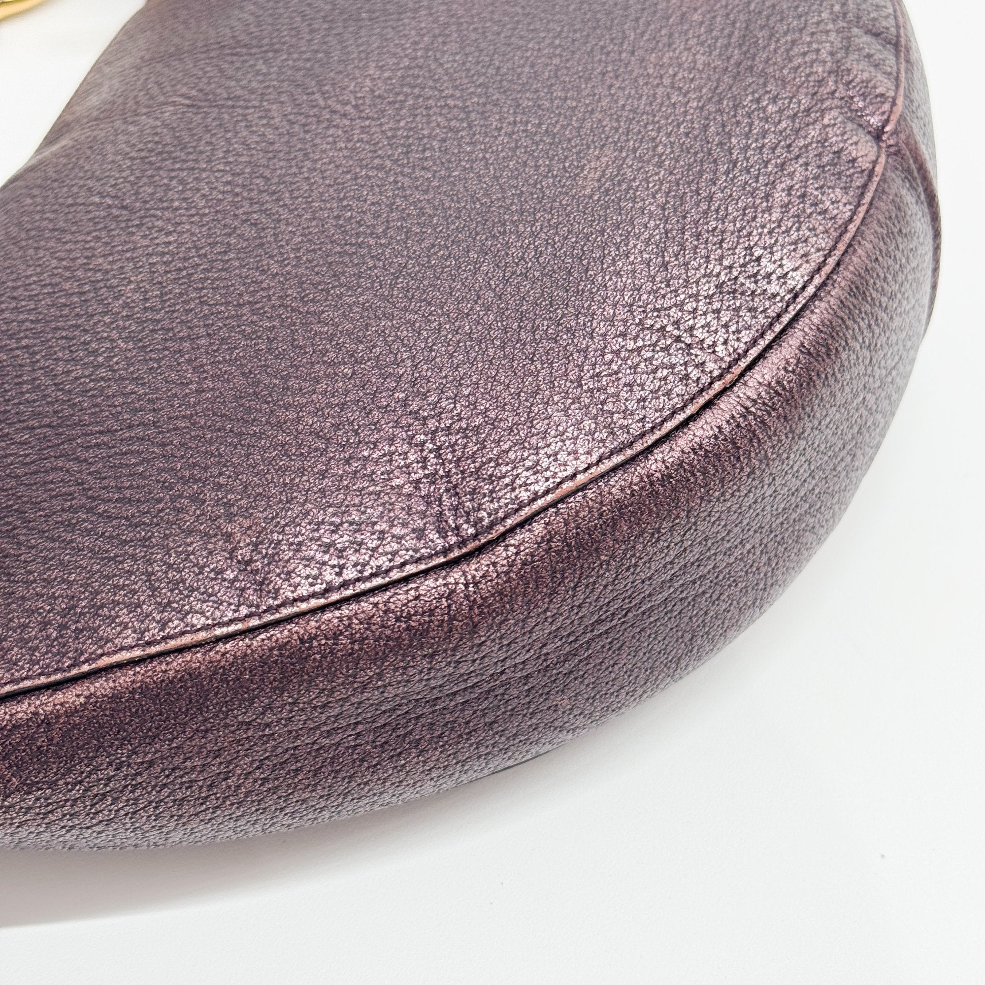 Burgundy Metall Leather Shoulder Bag