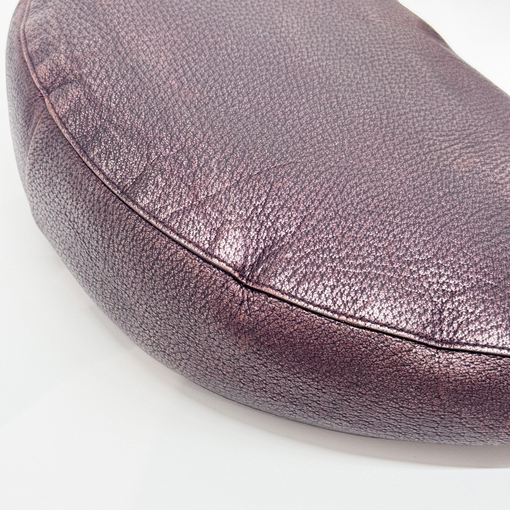 Burgundy Metall Leather Shoulder Bag