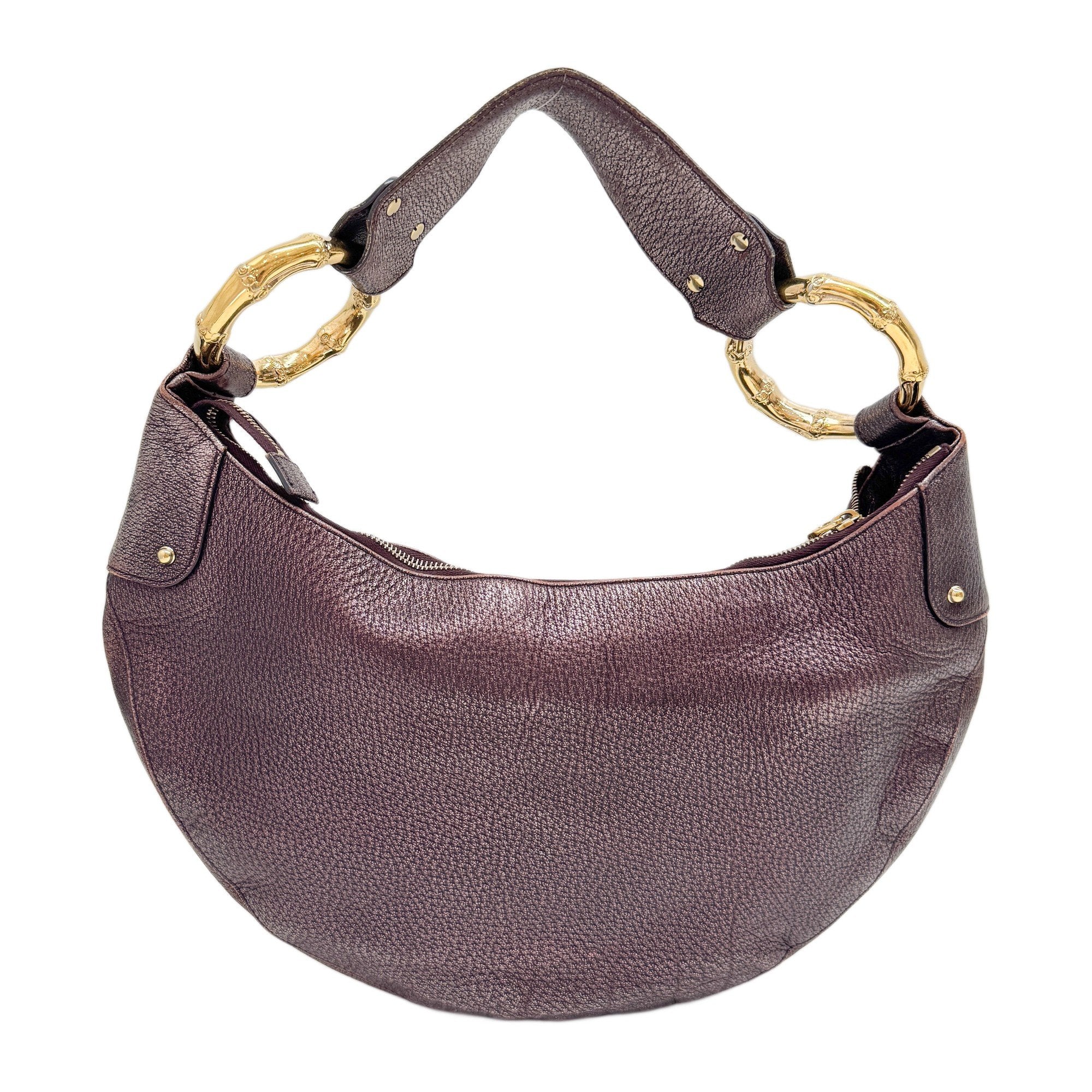 Burgundy Metall Leather Shoulder Bag