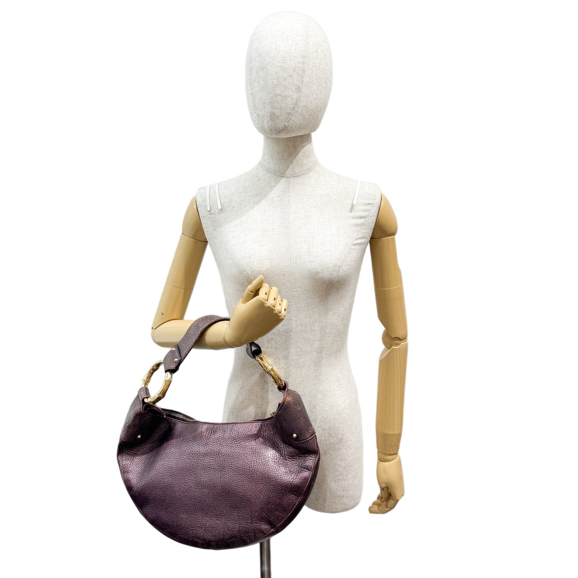 Burgundy Metall Leather Shoulder Bag