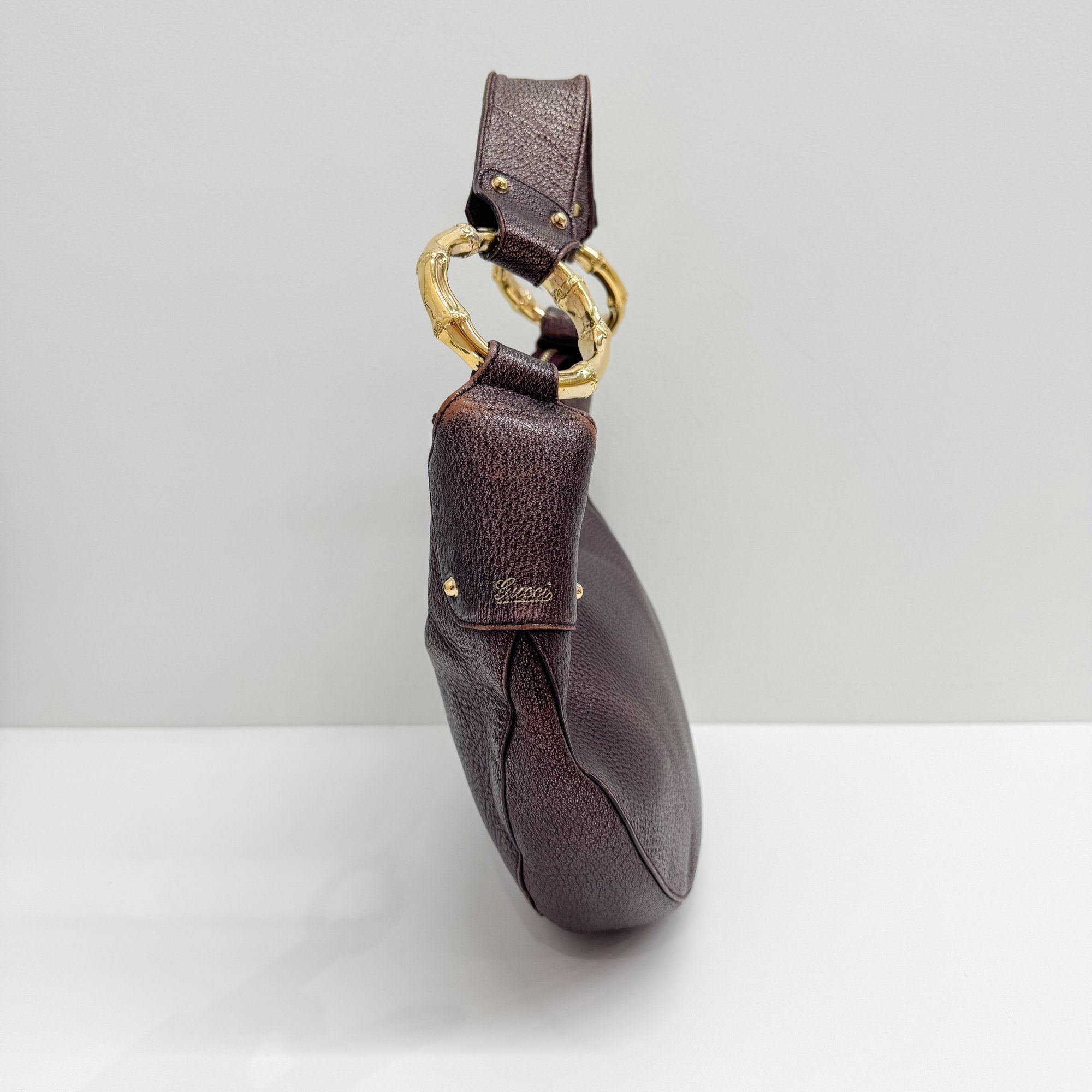 Burgundy Metall Leather Shoulder Bag