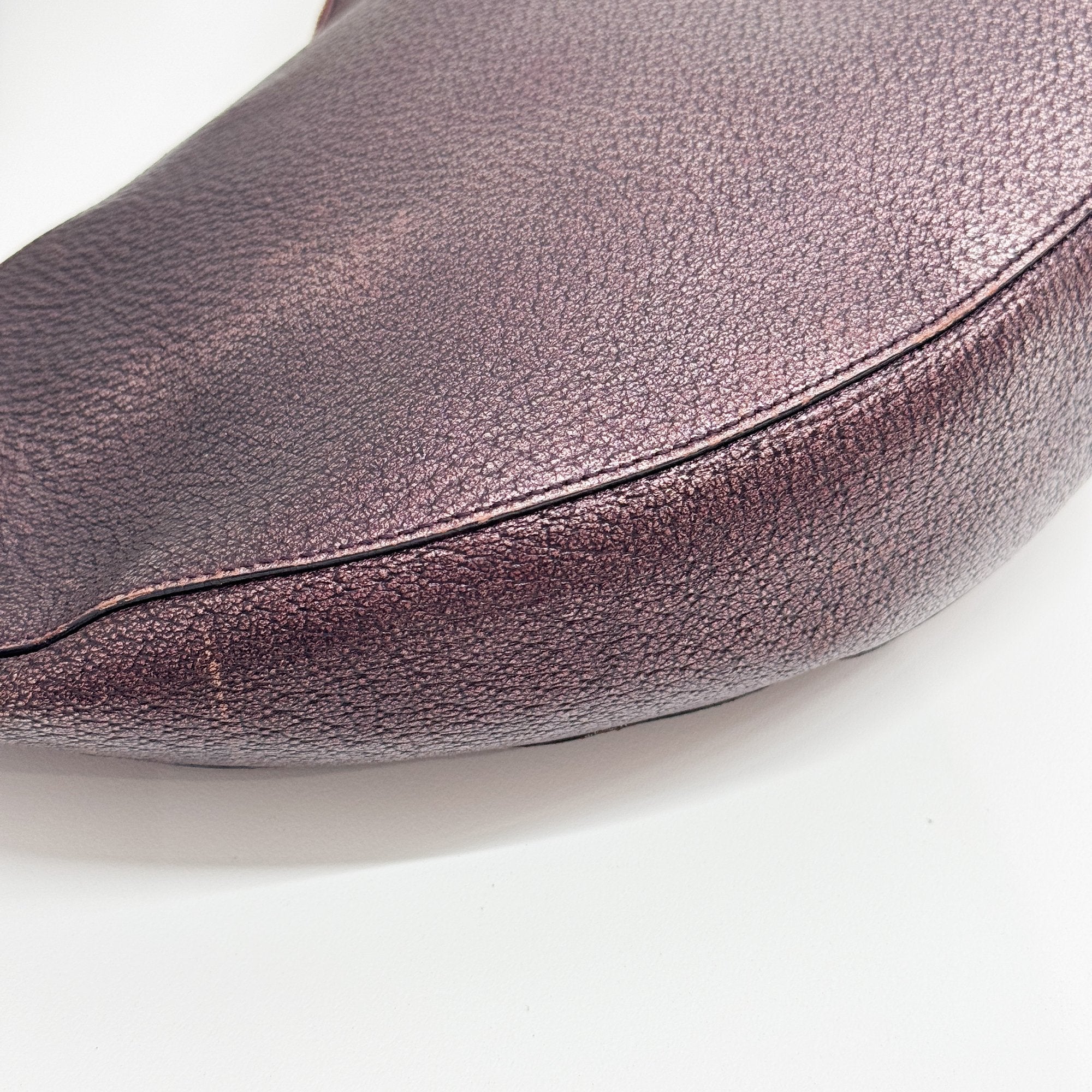 Burgundy Metall Leather Shoulder Bag