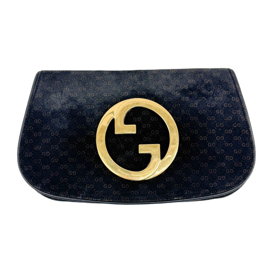 Blondie Black GG Canvas Suede Clutch Bag