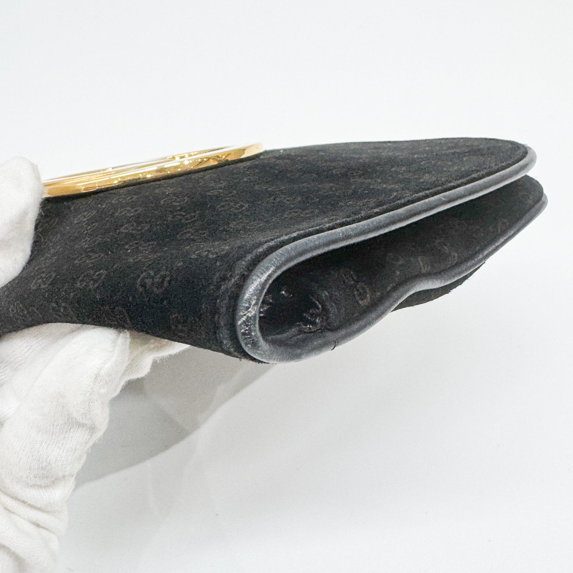 Blondie Black GG Canvas Suede Clutch Bag