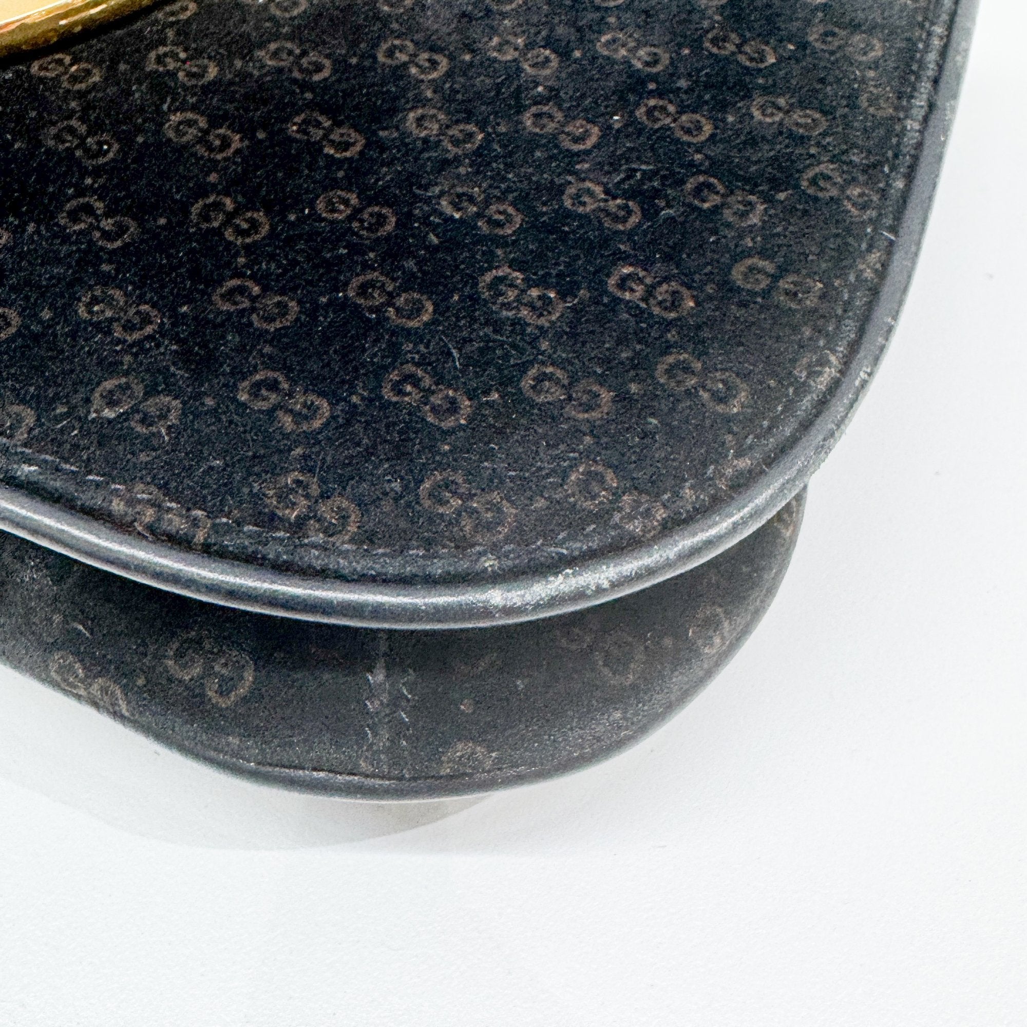 Blondie Black GG Canvas Suede Clutch Bag