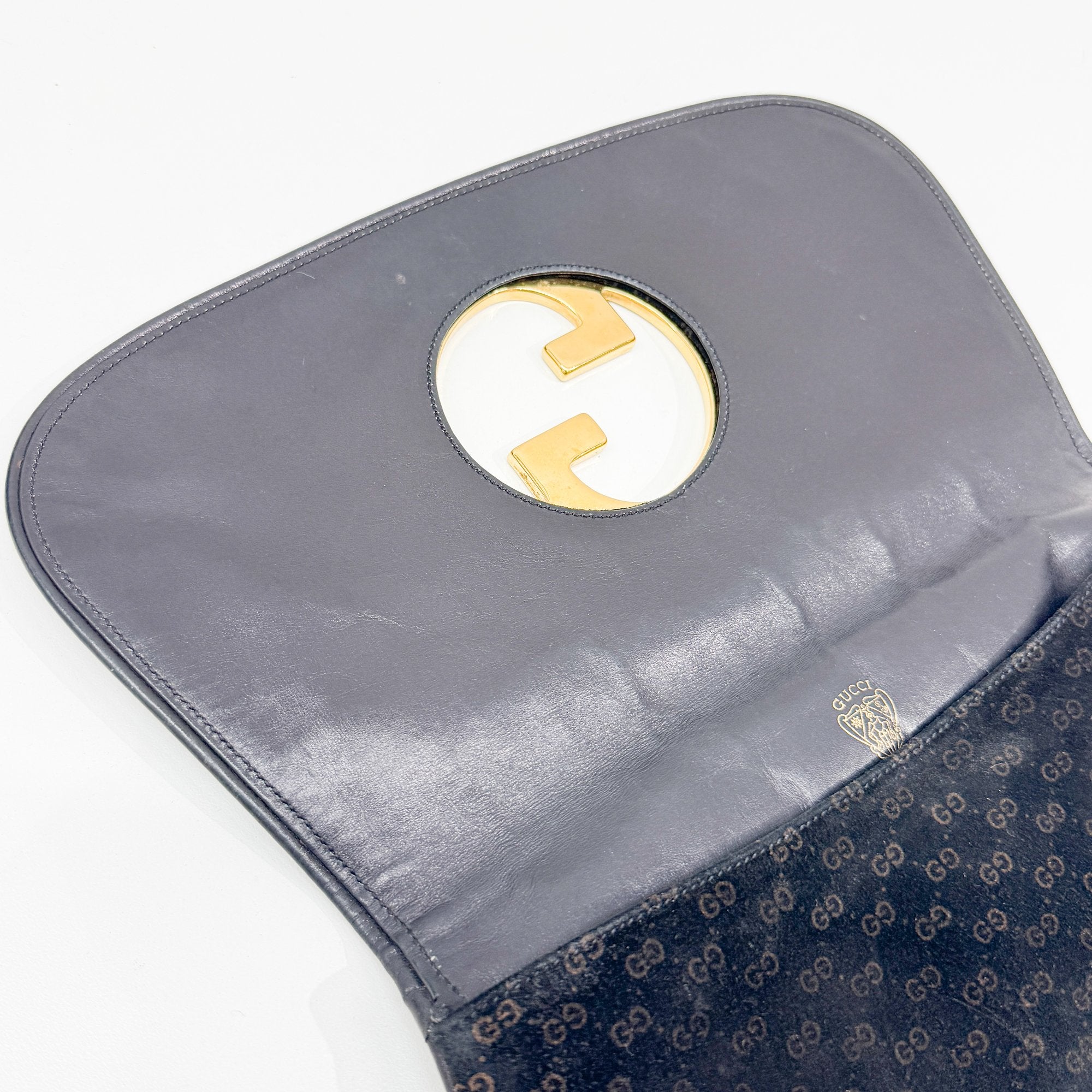 Blondie Black GG Canvas Suede Clutch Bag