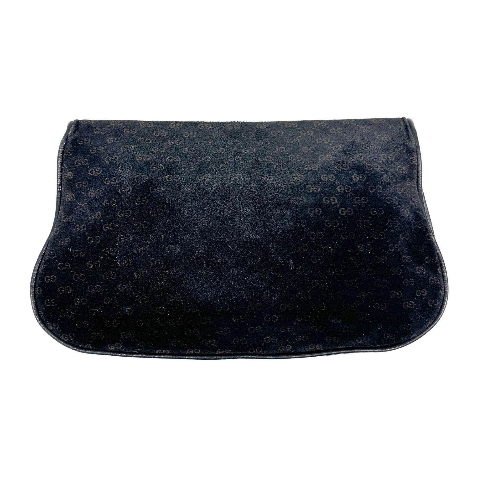 Blondie Black GG Canvas Suede Clutch Bag