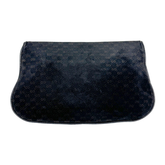 Blondie Black GG Canvas Suede Clutch Bag