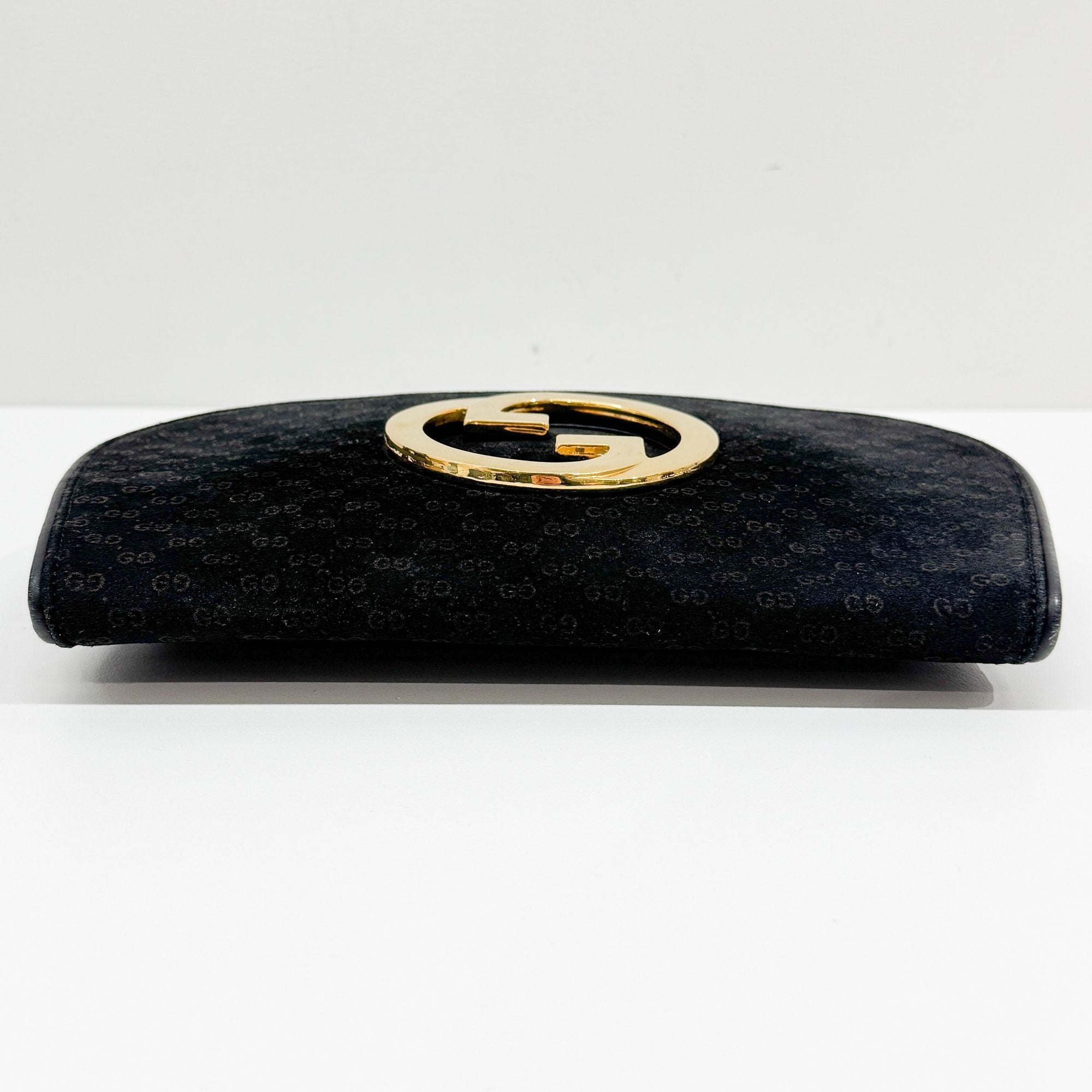 Blondie Black GG Canvas Suede Clutch Bag