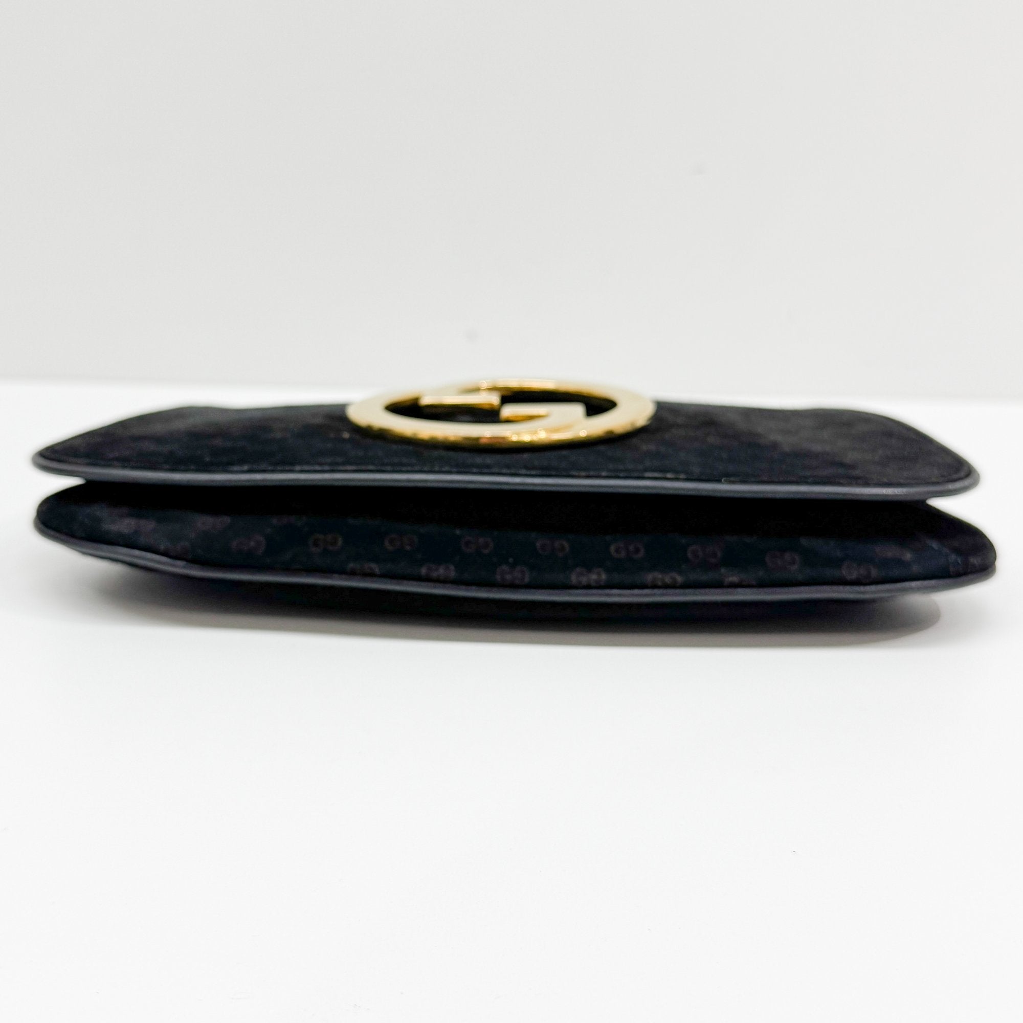 Blondie Black GG Canvas Suede Clutch Bag