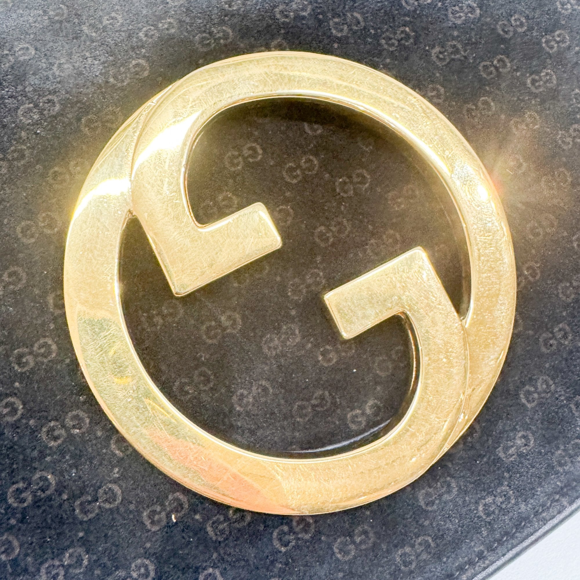 Blondie Black GG Canvas Suede Clutch Bag