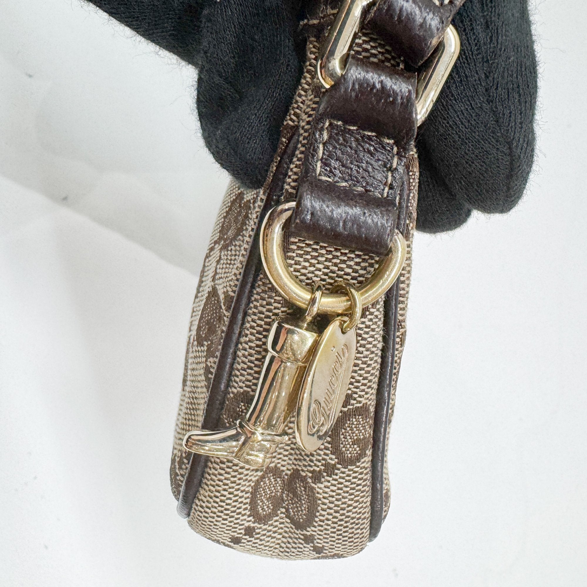 GG Brown Canvas Mini Shoulder Bag