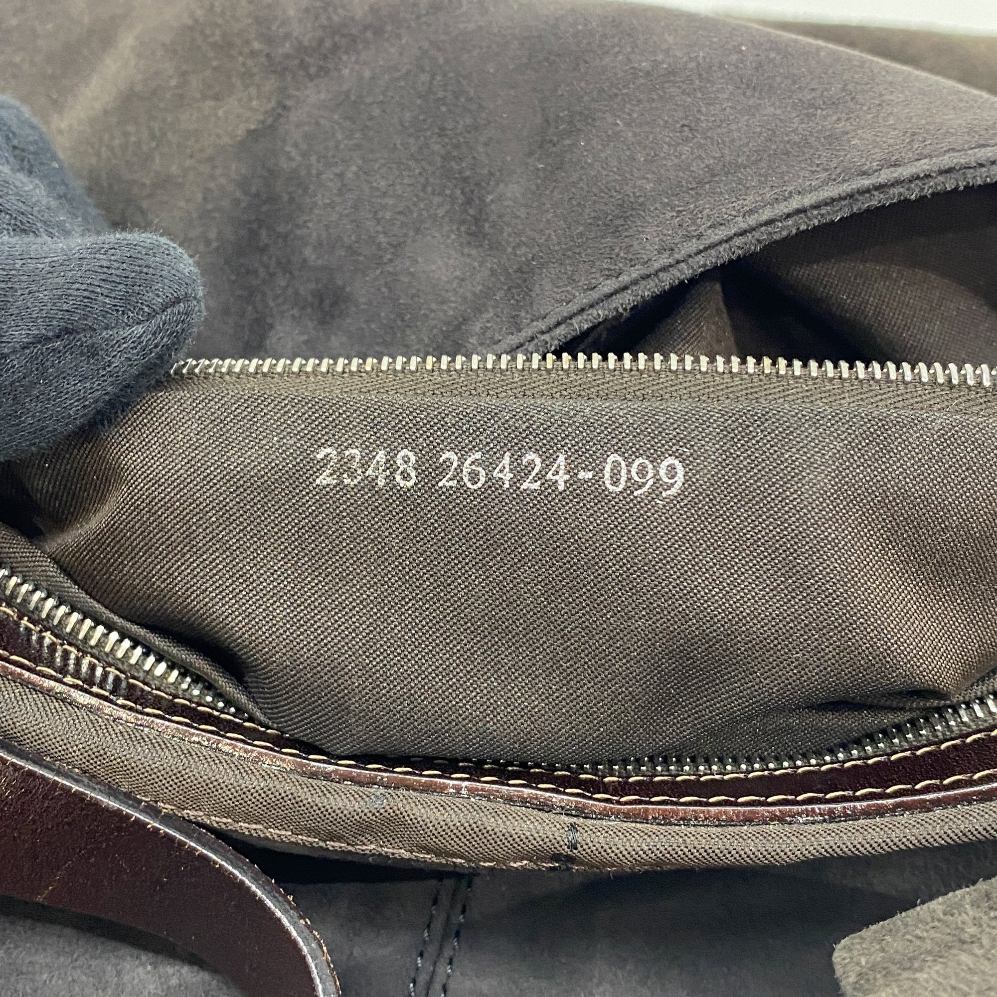 Baguette Grey/Brown Suede Shoulder Bag