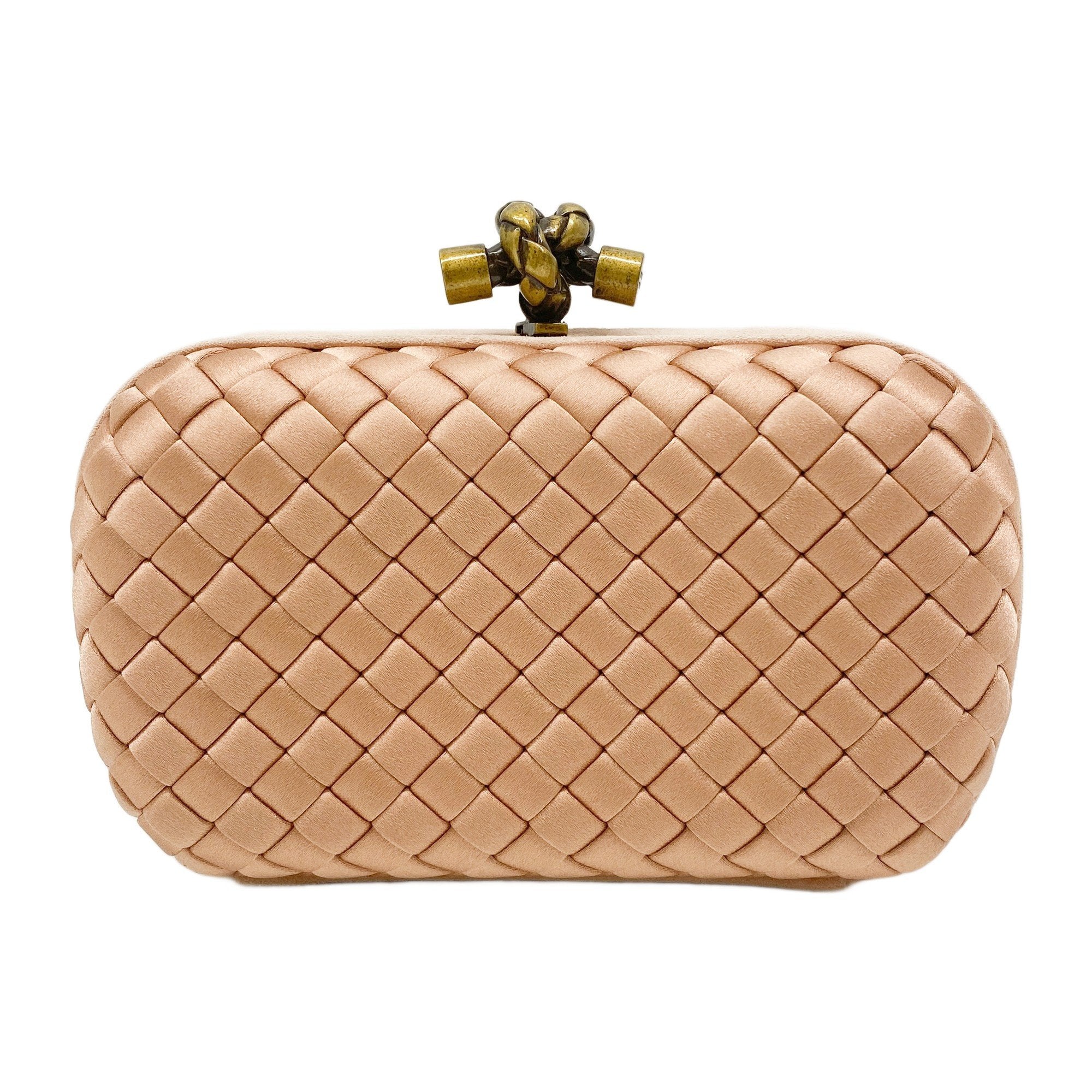 Intrecciato Pink Satin Clutch Bag