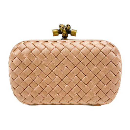 Intrecciato Pink Satin Clutch Bag