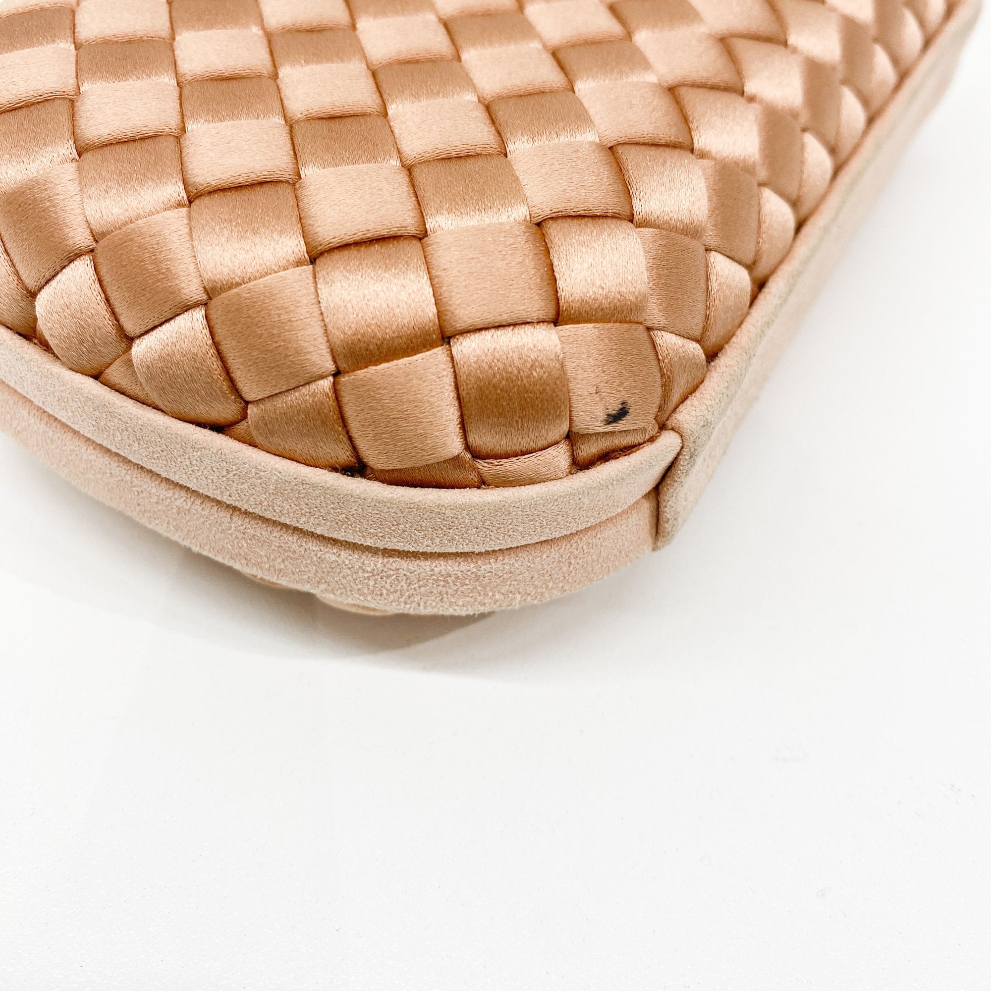 Intrecciato Pink Satin Clutch Bag