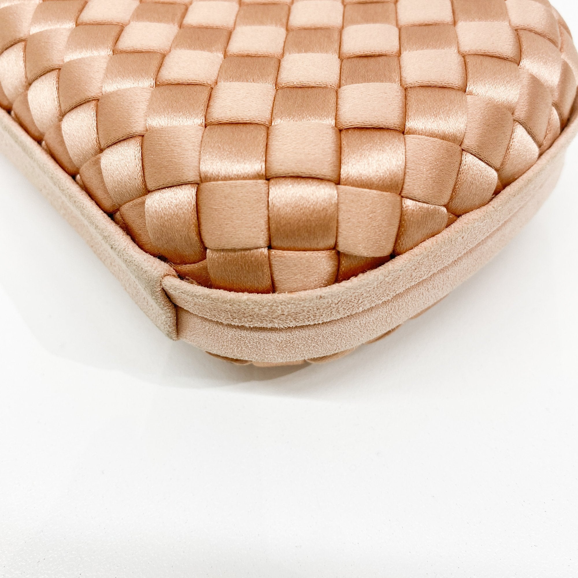 Intrecciato Pink Satin Clutch Bag