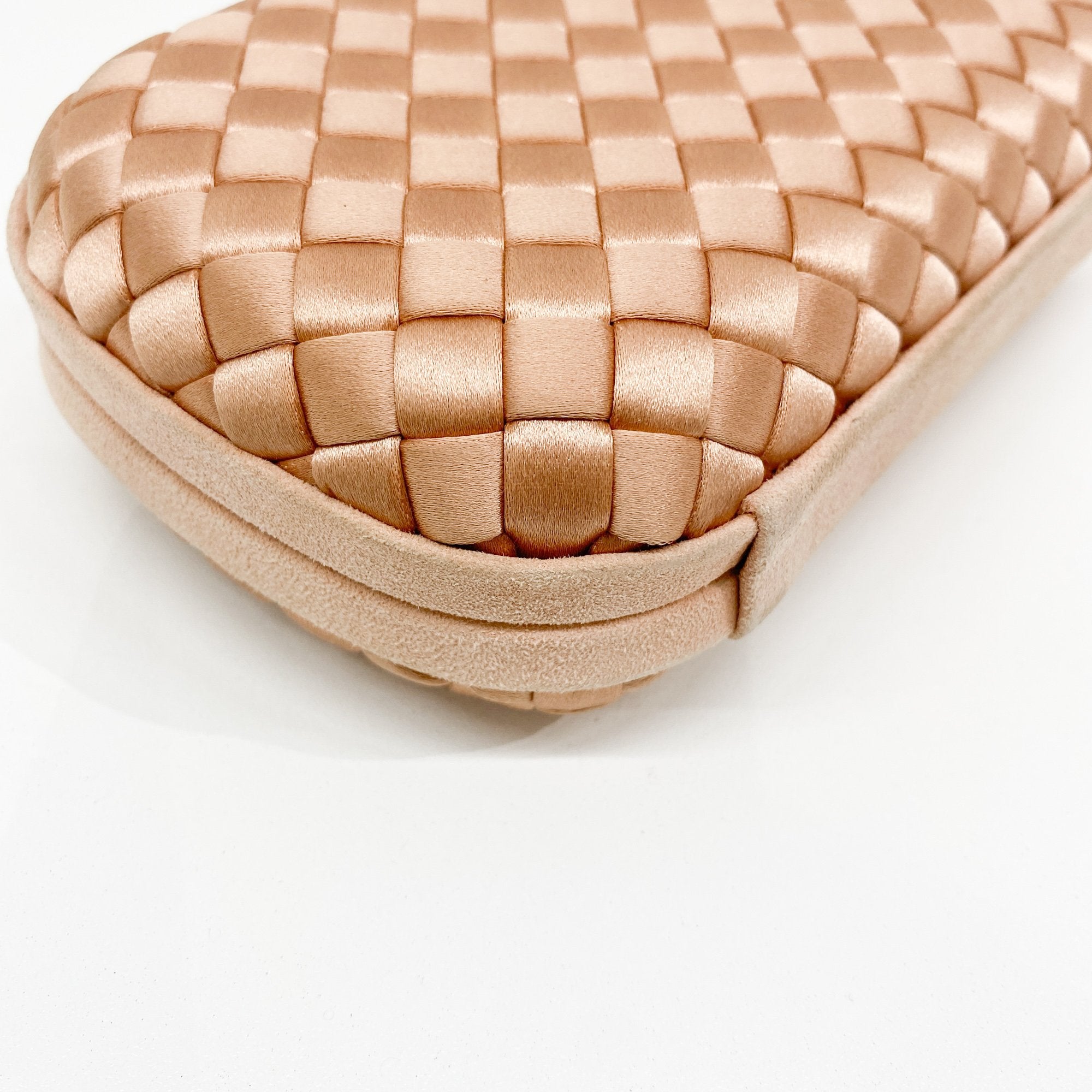 Intrecciato Pink Satin Clutch Bag