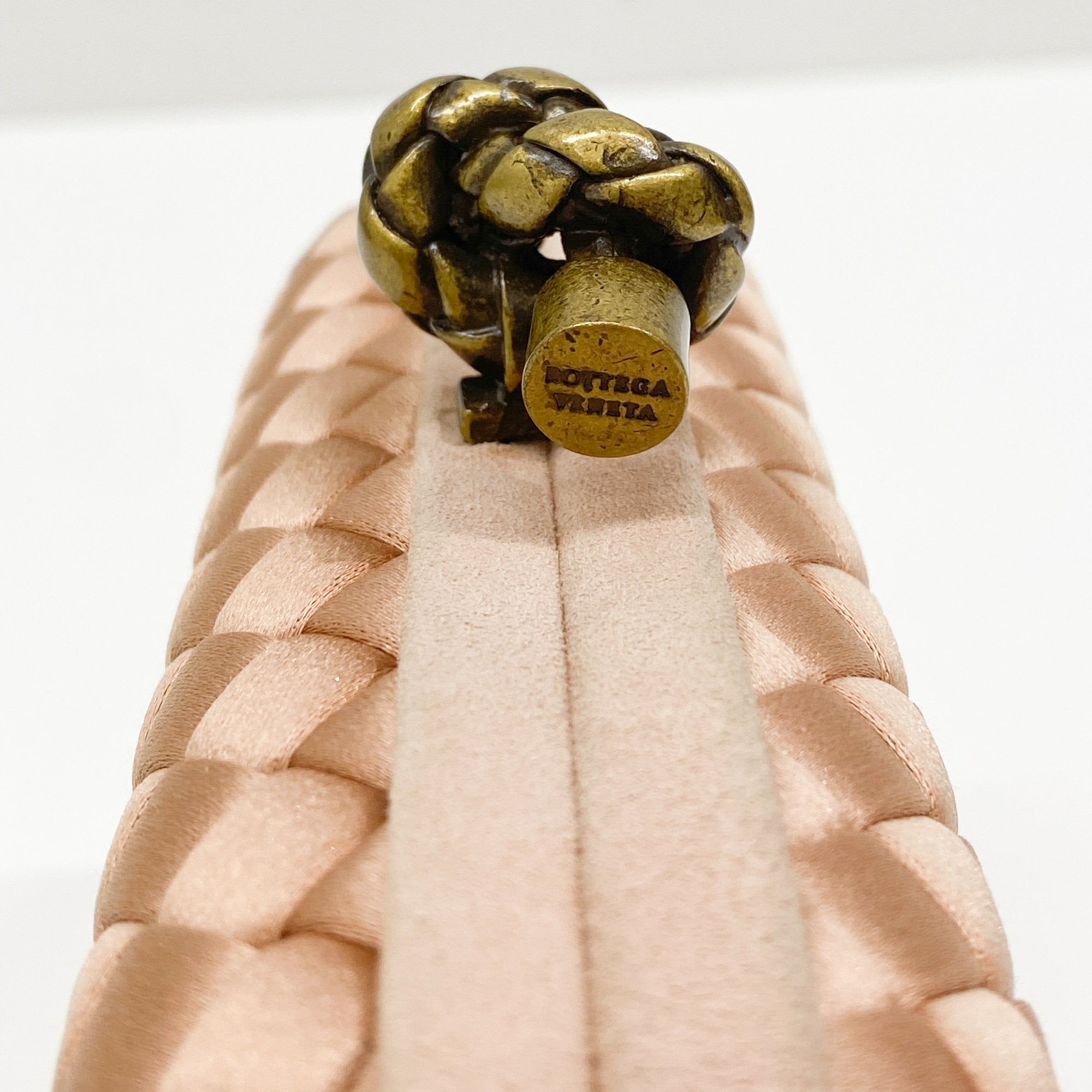 Intrecciato Pink Satin Clutch Bag