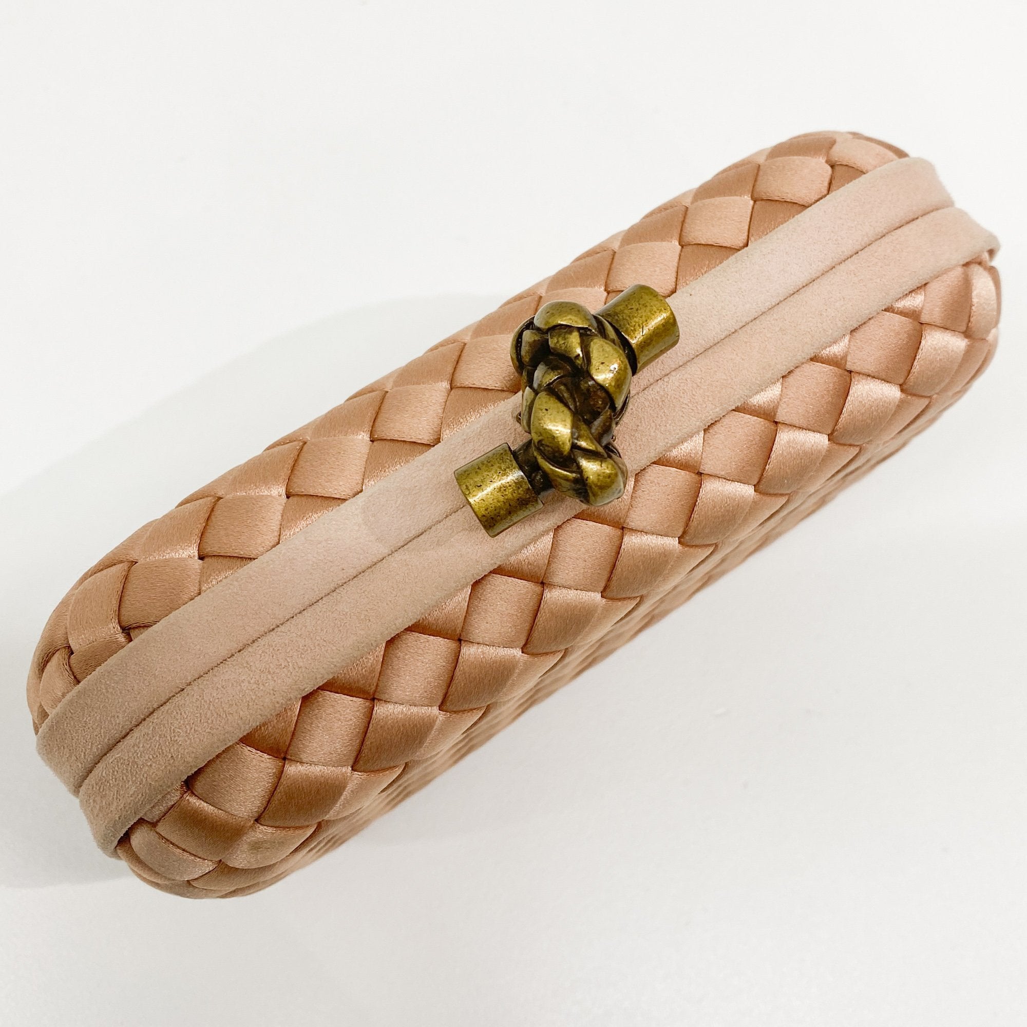 Intrecciato Pink Satin Clutch Bag