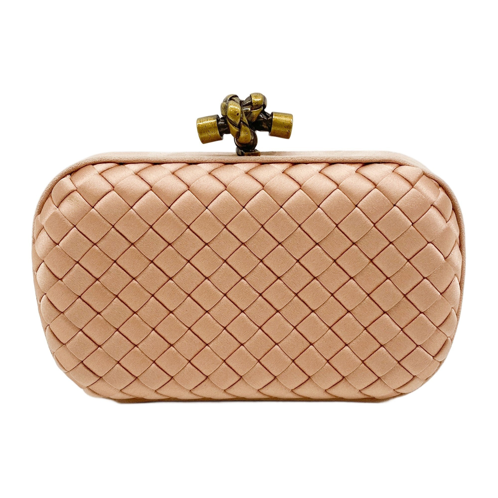 Intrecciato Pink Satin Clutch Bag