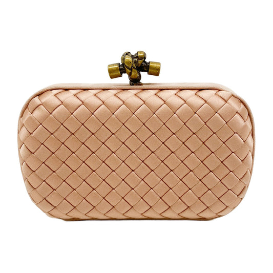 Intrecciato Pink Satin Clutch Bag