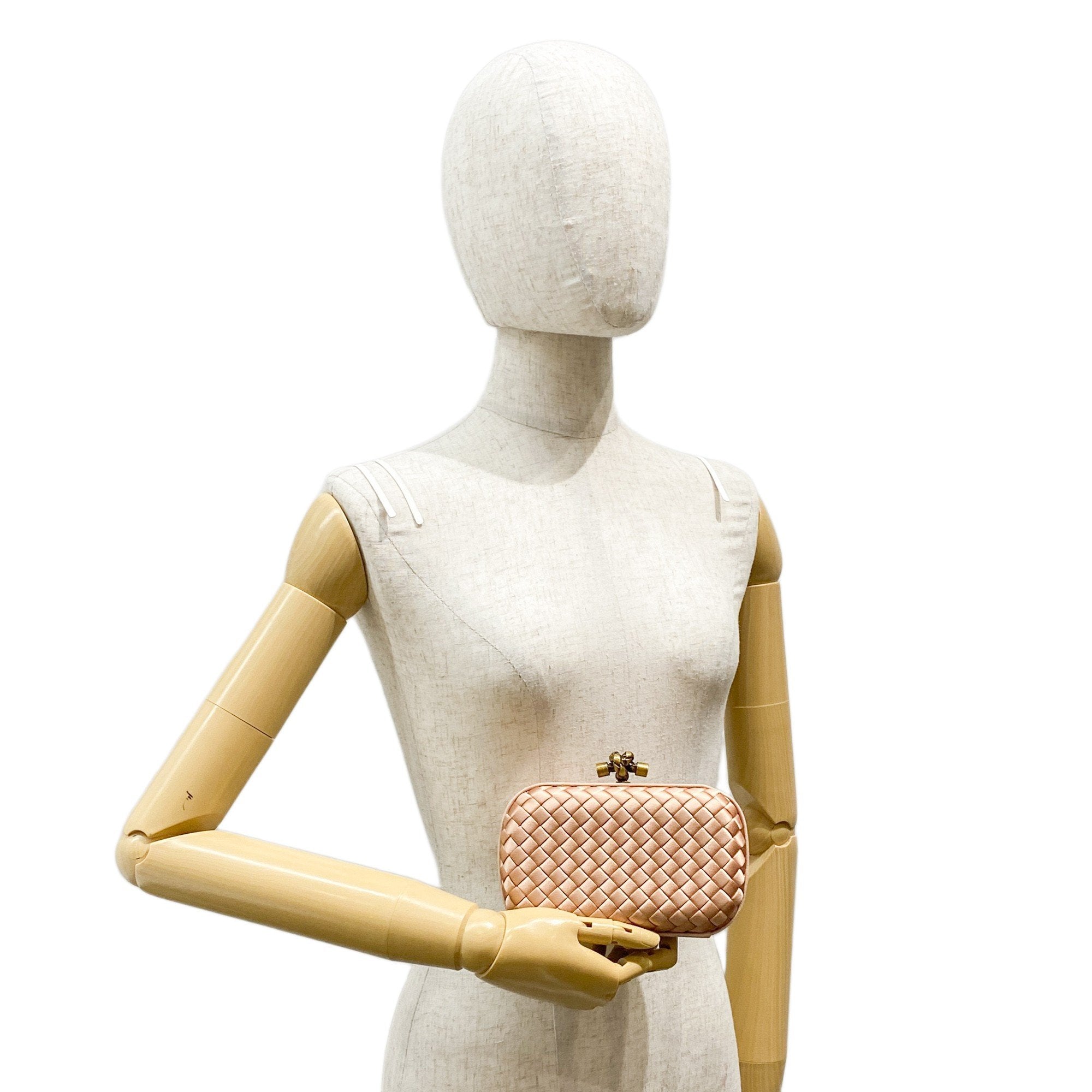 Intrecciato Pink Satin Clutch Bag