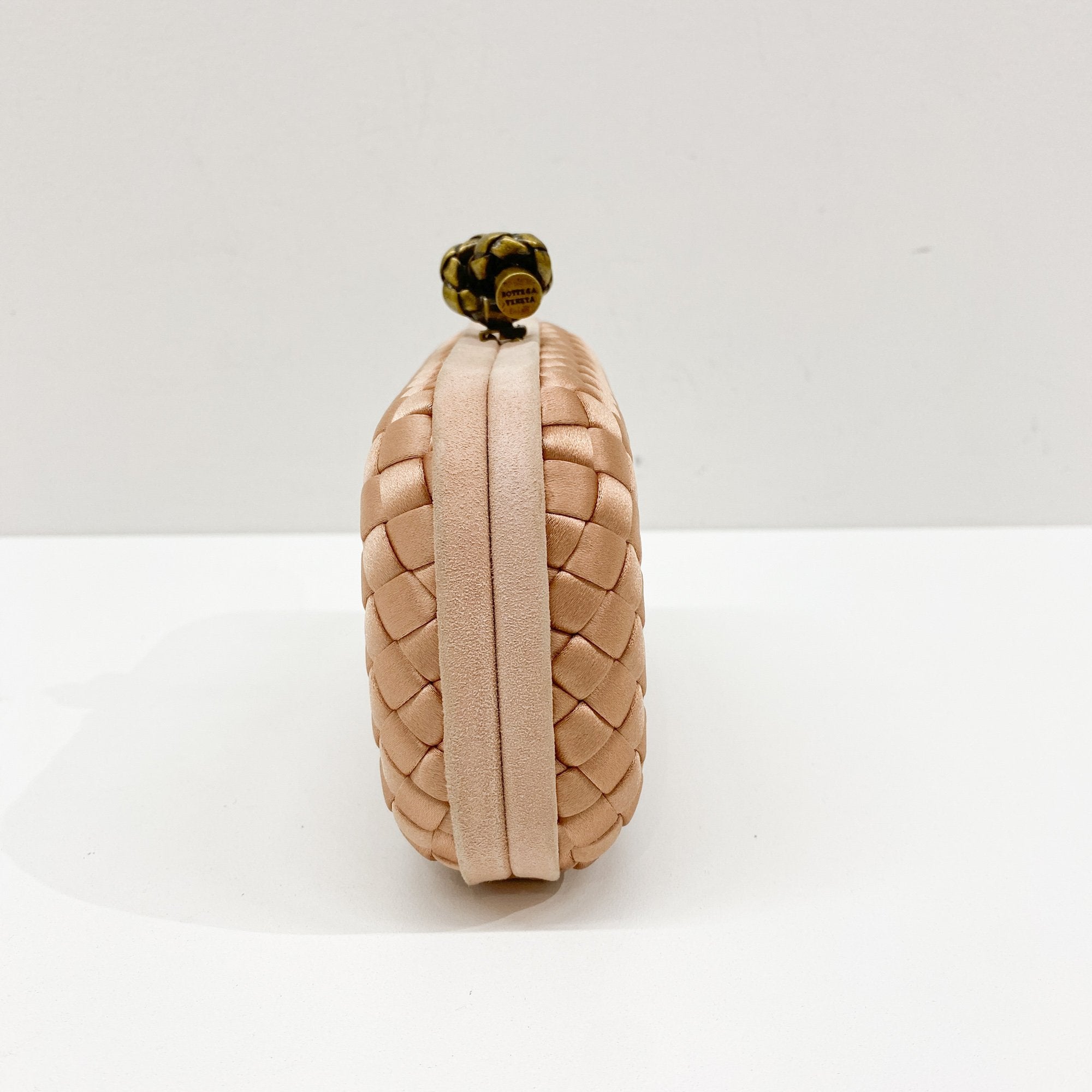 Intrecciato Pink Satin Clutch Bag