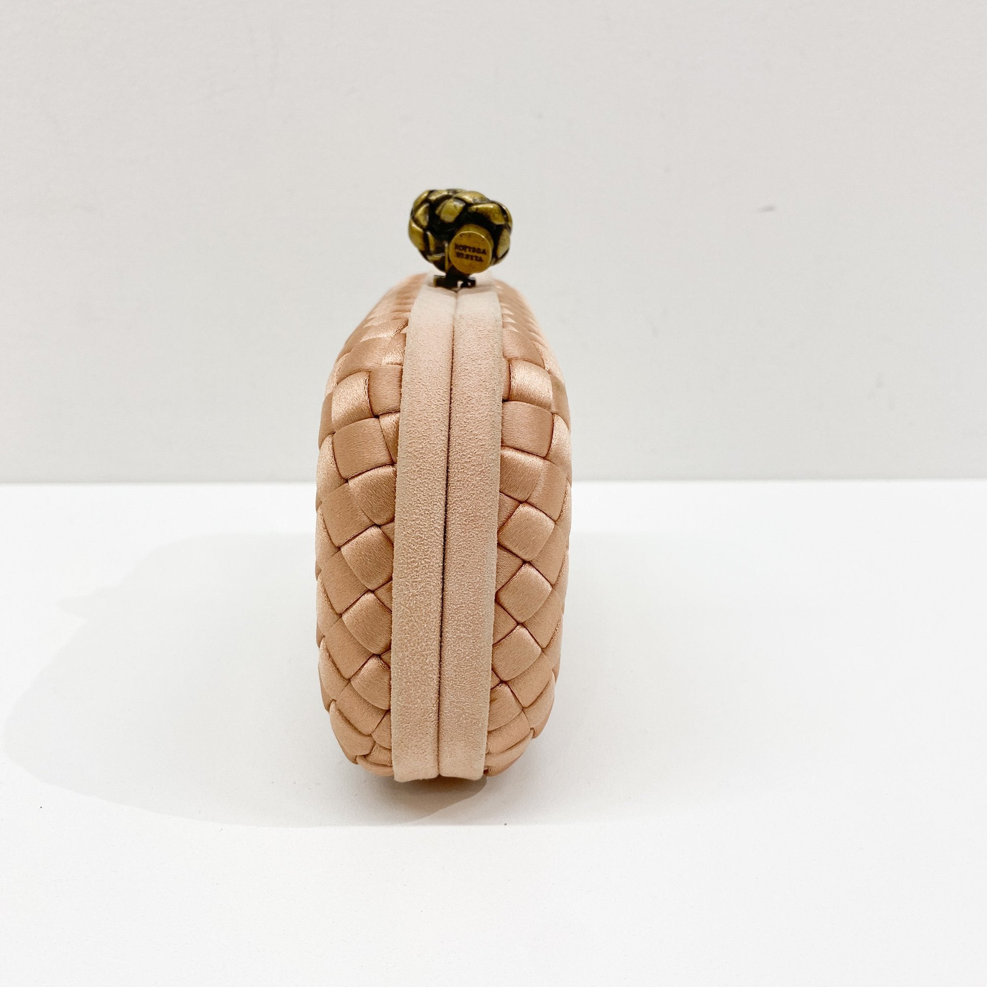 Intrecciato Pink Satin Clutch Bag