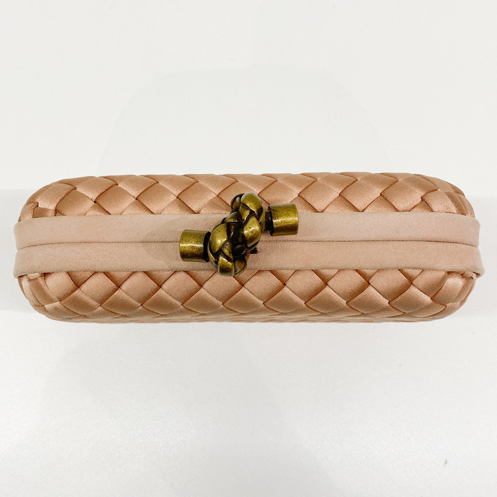 Intrecciato Pink Satin Clutch Bag