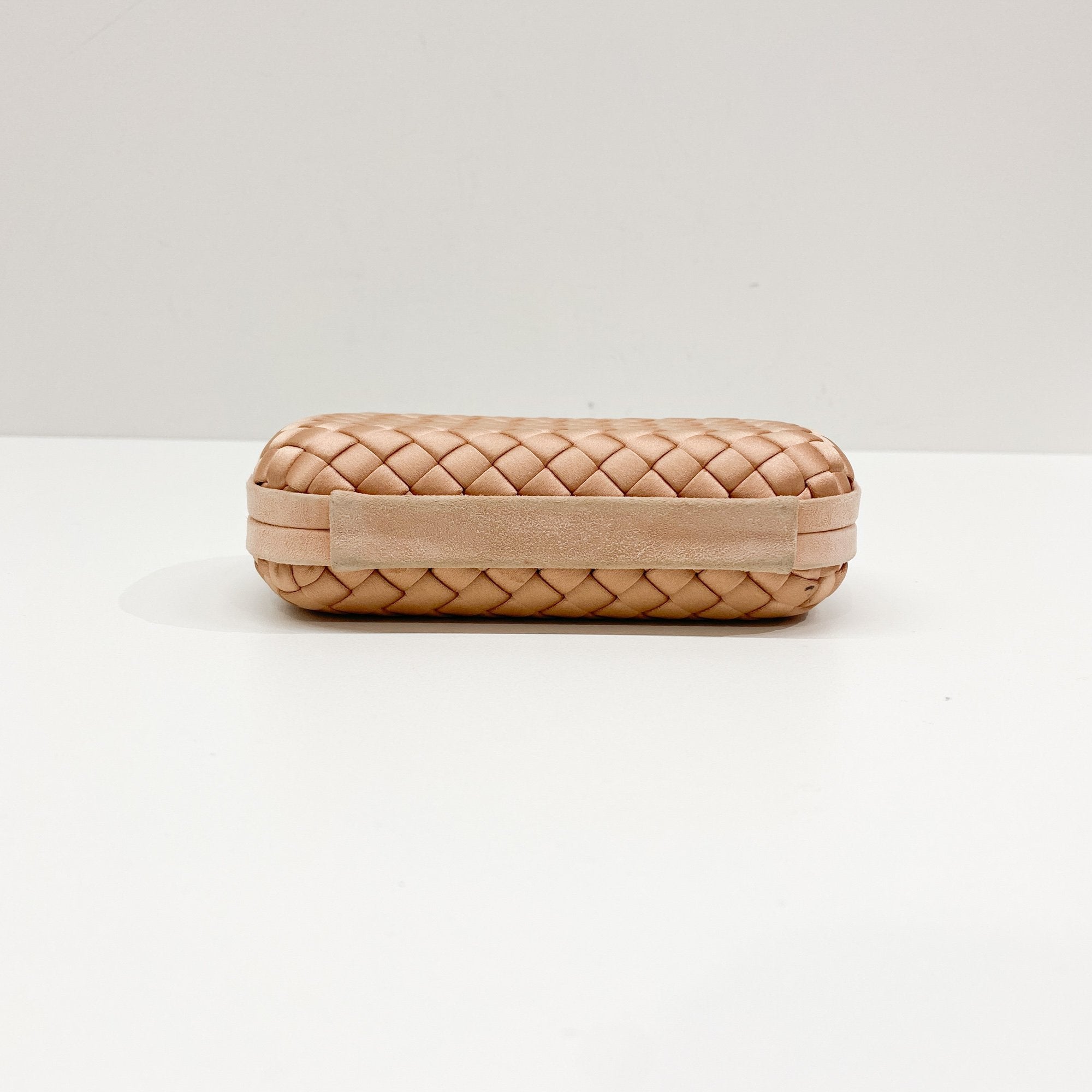 Intrecciato Pink Satin Clutch Bag