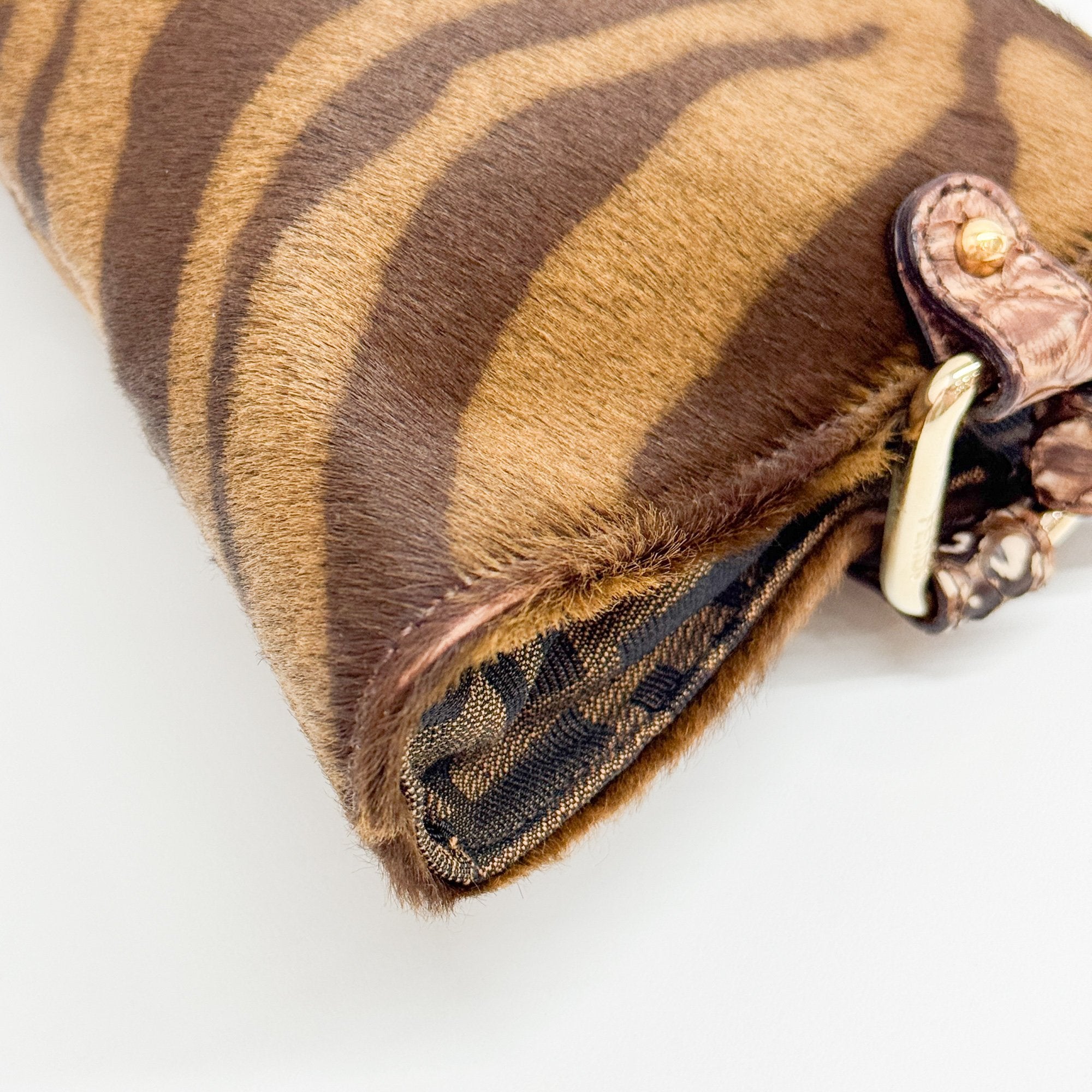 Brown Zucca & Zebra Print Pony Hair Shoulder Bag