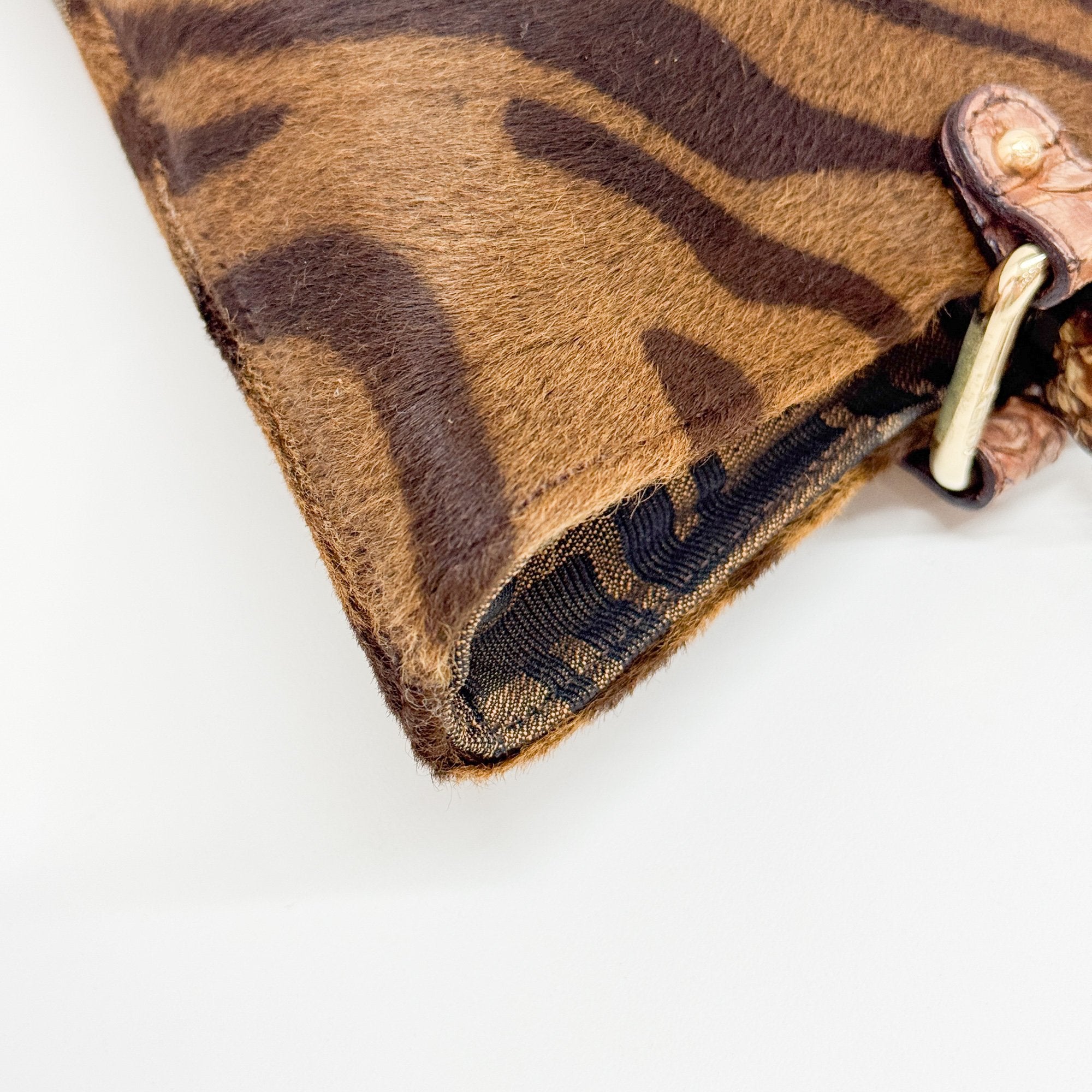 Brown Zucca & Zebra Print Pony Hair Shoulder Bag