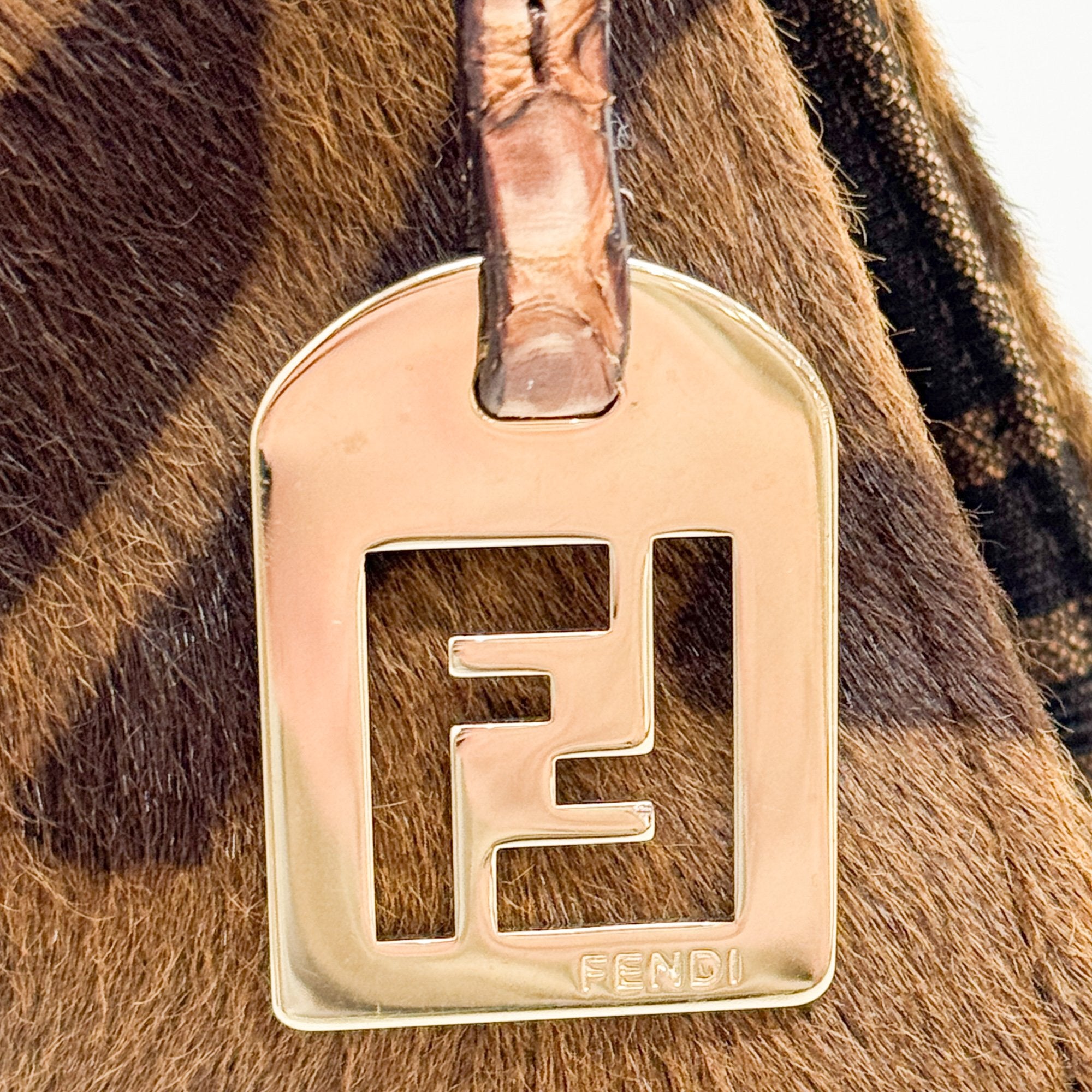 Brown Zucca & Zebra Print Pony Hair Shoulder Bag