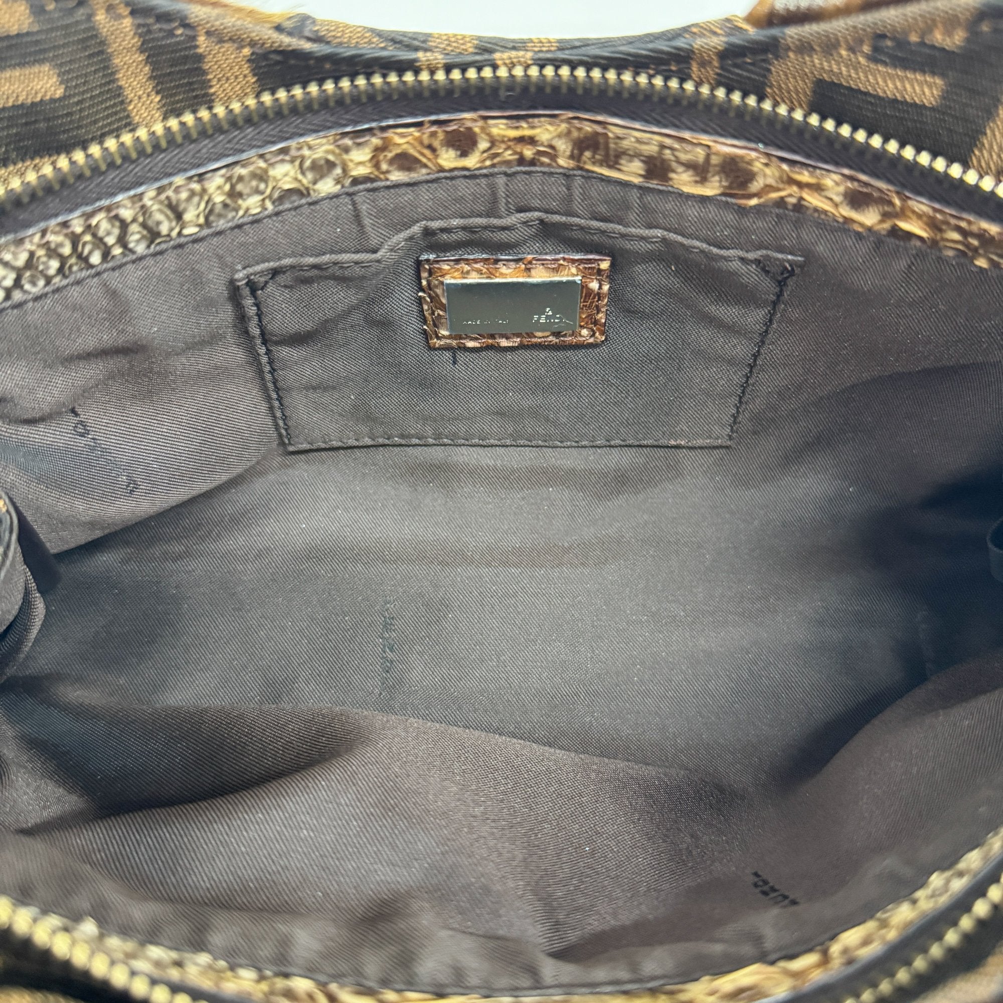 Brown Zucca & Zebra Print Pony Hair Shoulder Bag