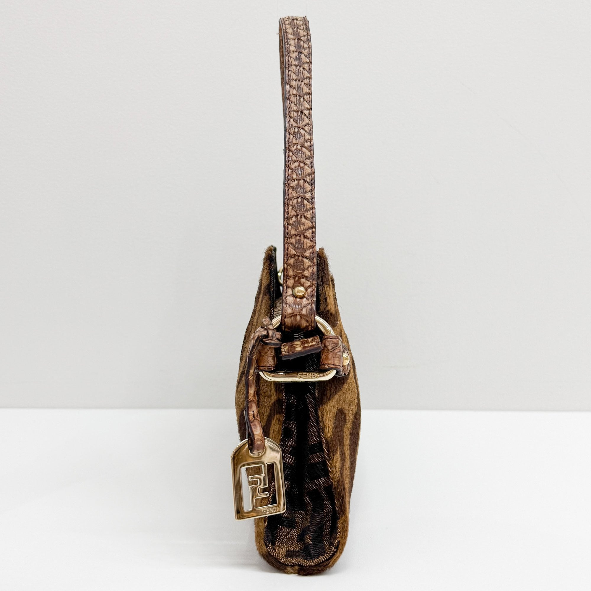 Brown Zucca & Zebra Print Pony Hair Shoulder Bag