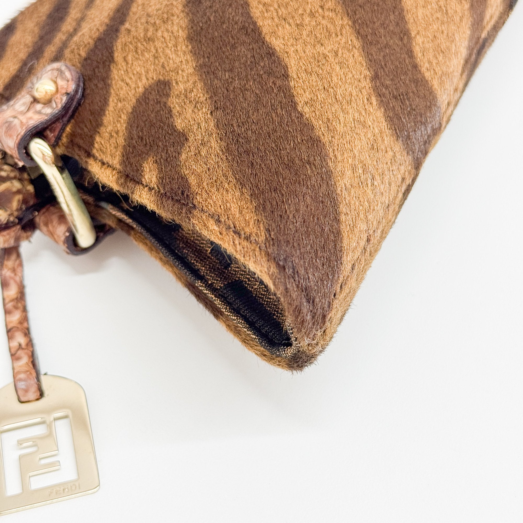 Brown Zucca & Zebra Print Pony Hair Shoulder Bag