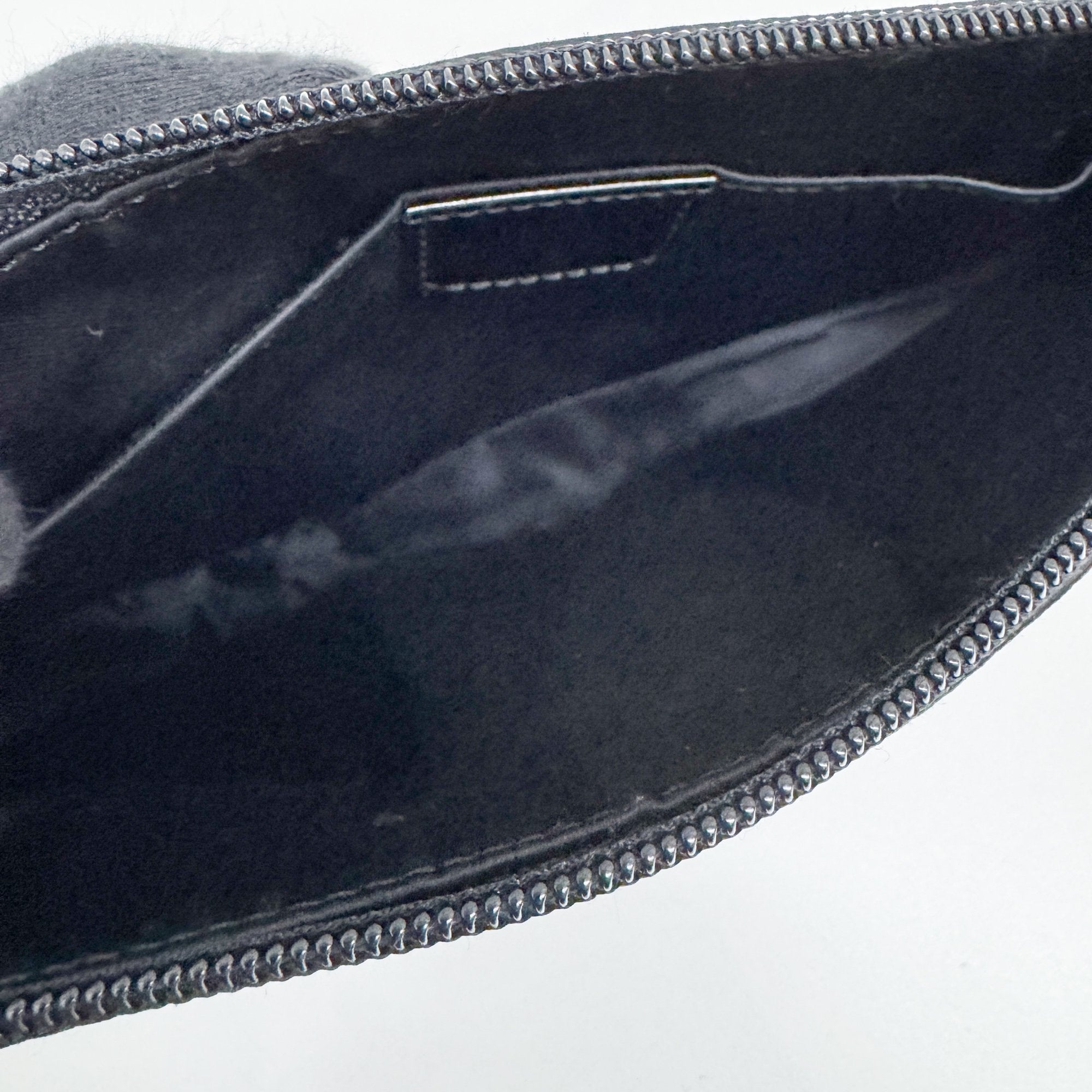 Mini Saddle Embroidery Black Satin Shoulder Bag